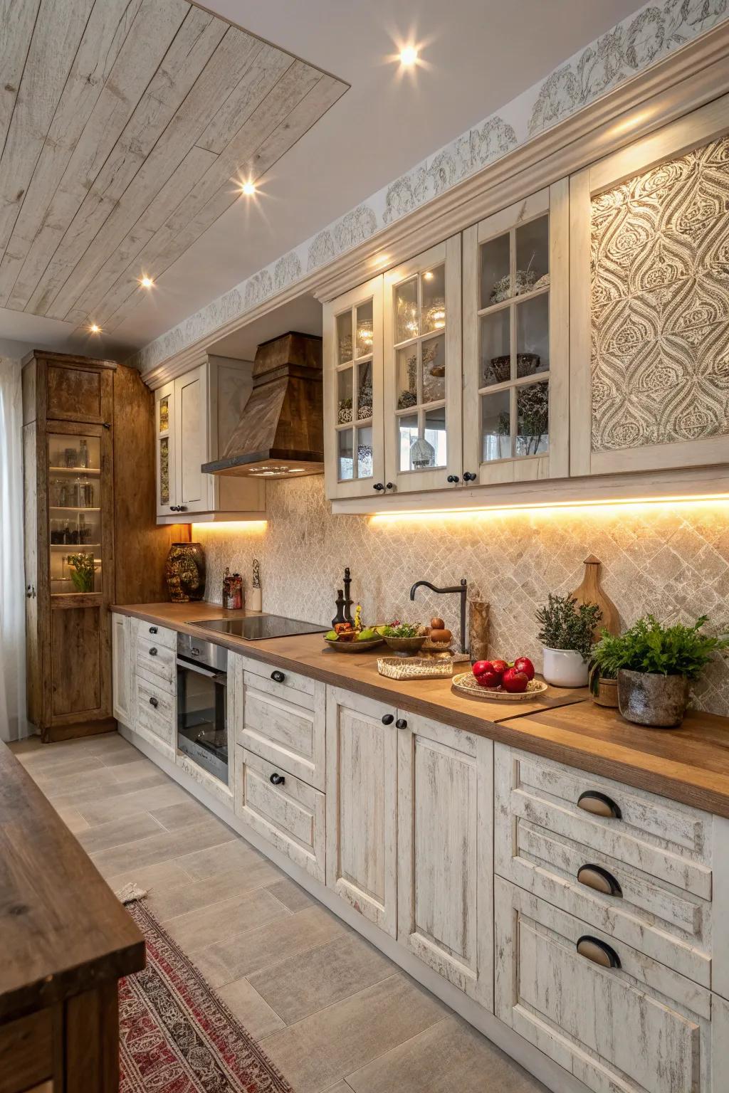 Sculpted applications elevating the sensory feel of the kitchen.