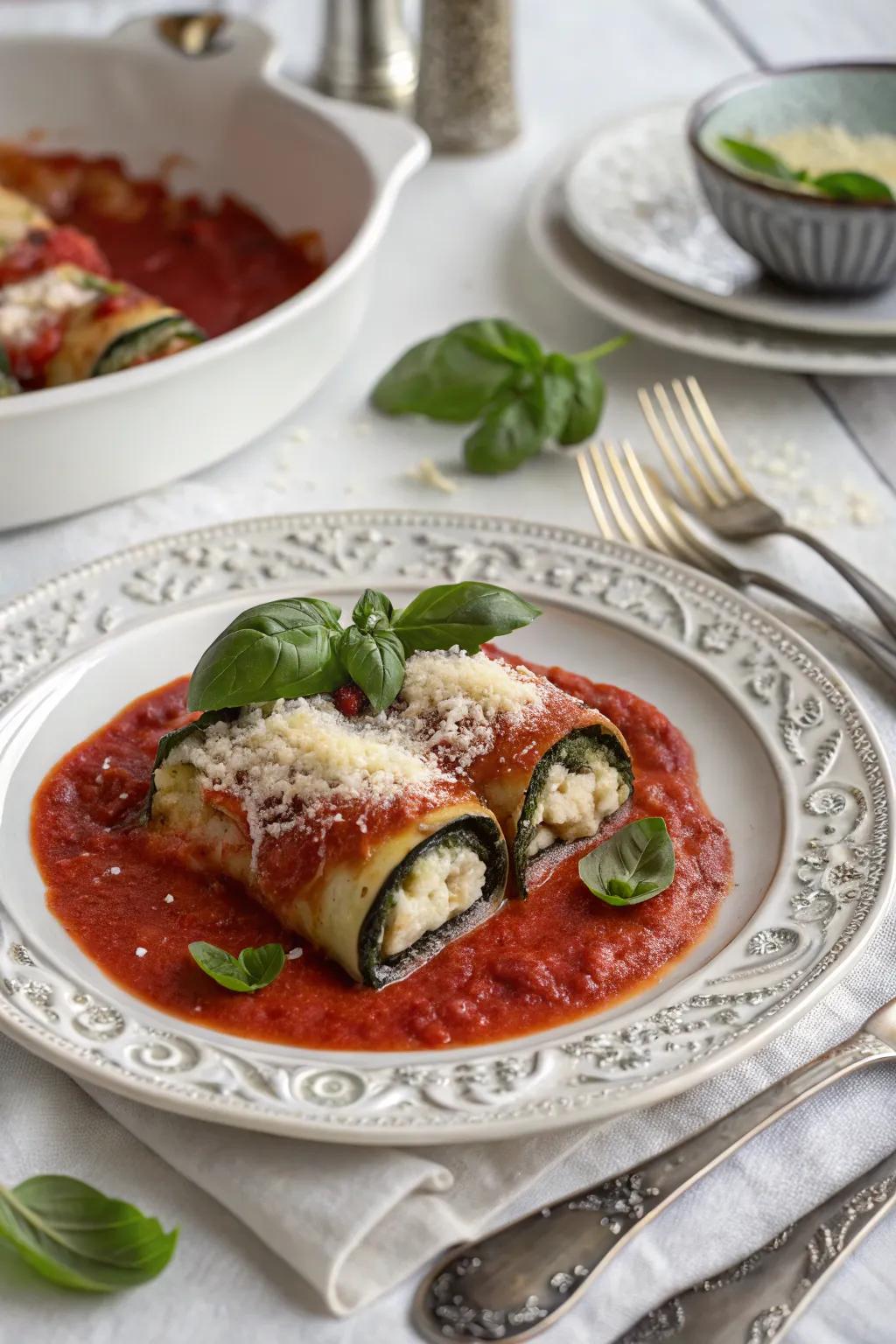 Eggplant rollatini, a deliciously stuffed late-night meal.