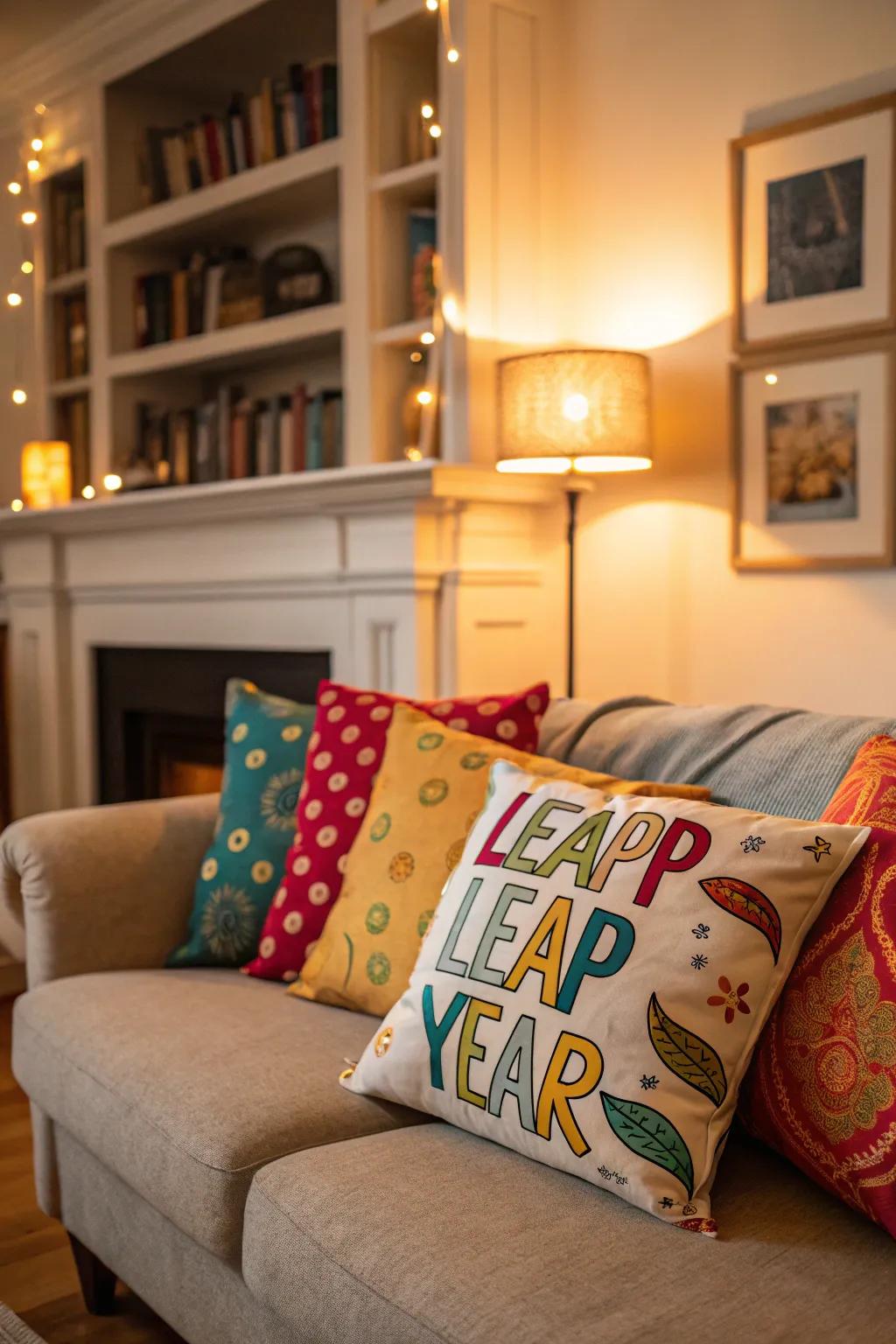 Quadrennial Day-themed cushions revitalize your seating space.