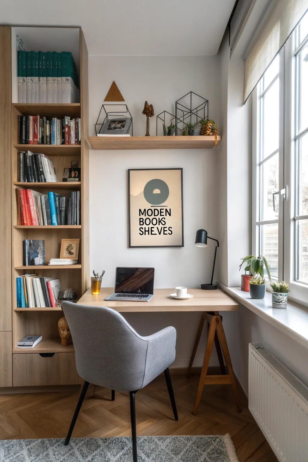 Geometric lettering emanates refined appeal.