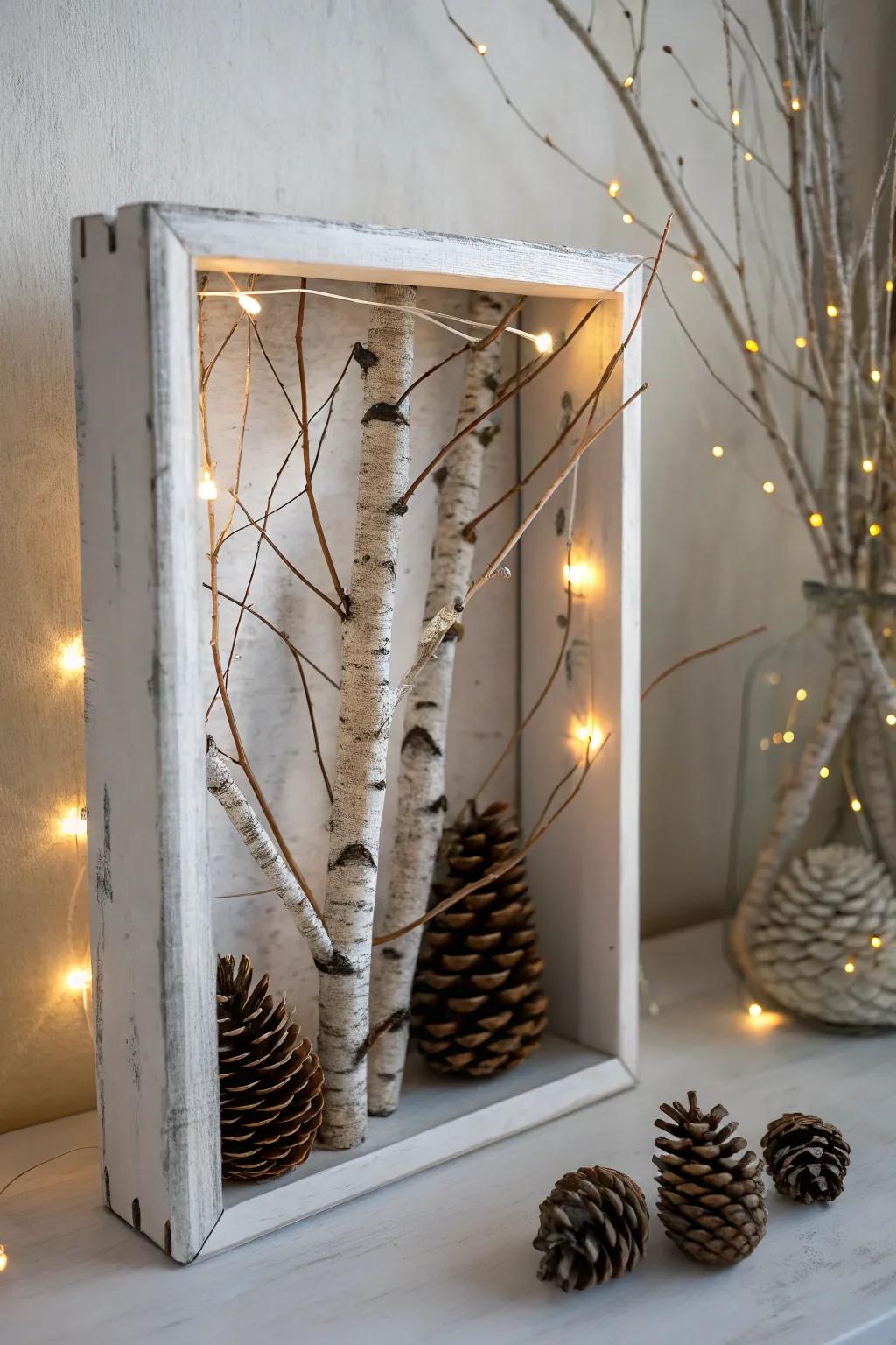 A serene Nordic-inspired Christmas display receptacle