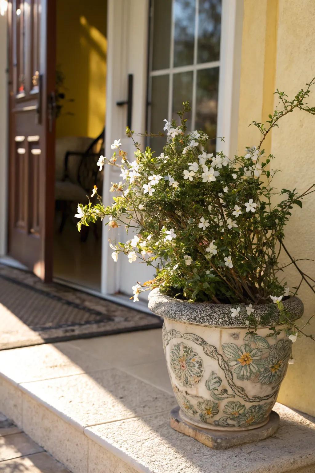 Winterbloom offering a fragrant welcome in full sun.