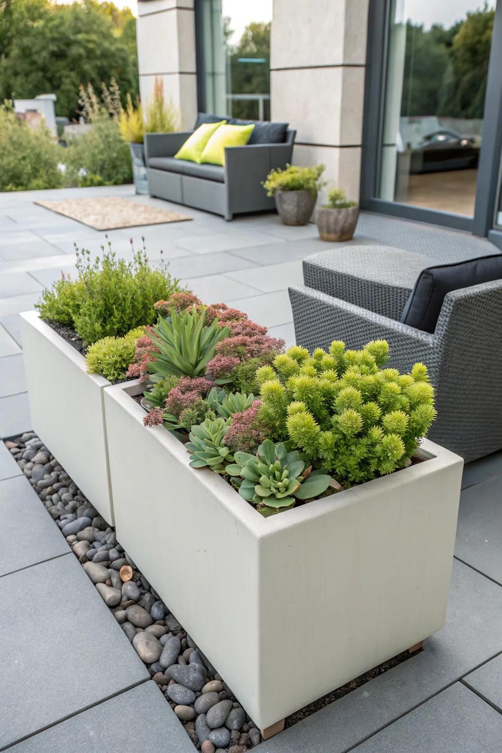 With vibrant stonecrop, add brightness to your patio.
