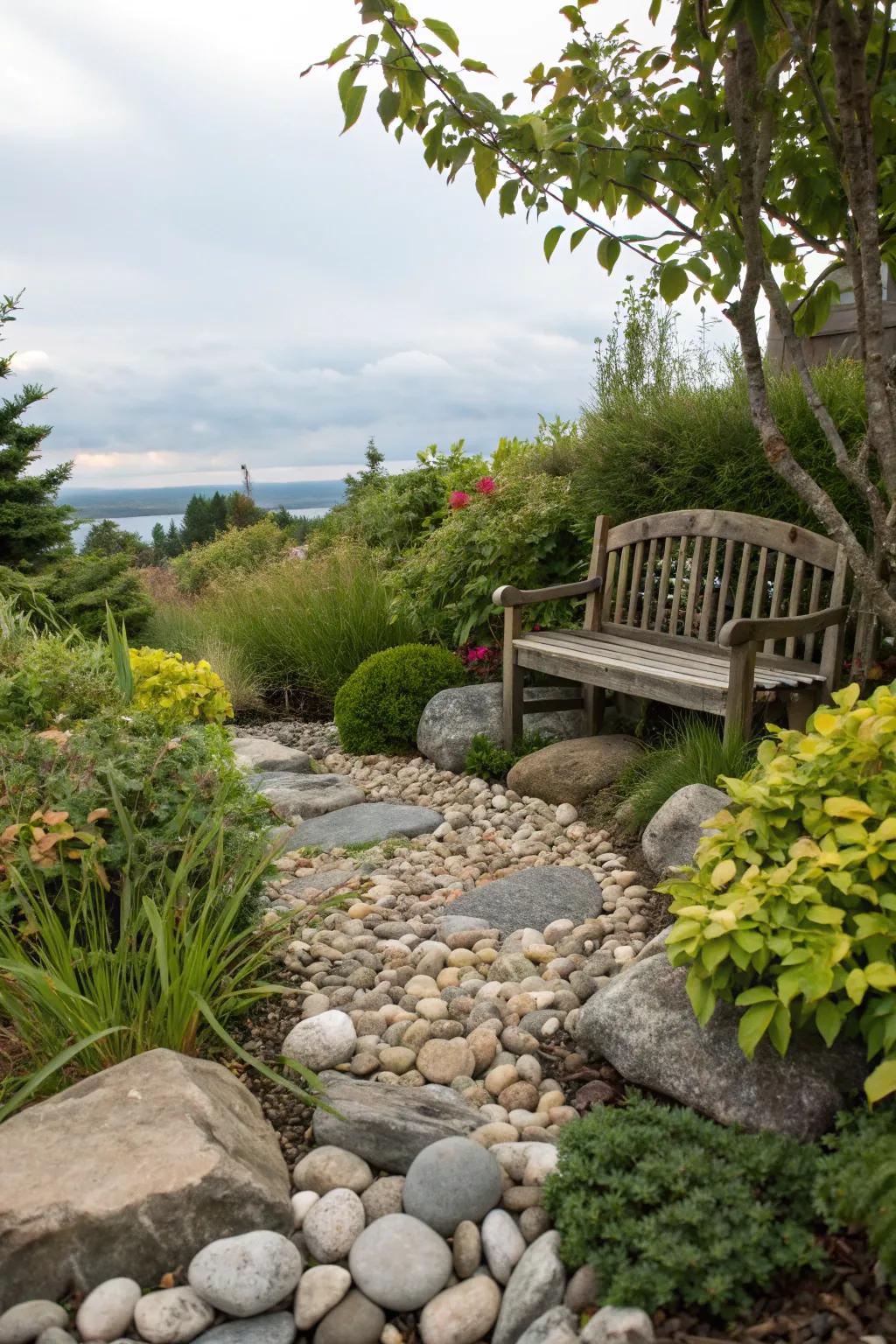 A quiet place to enjoy the beauty of the rock garden.
