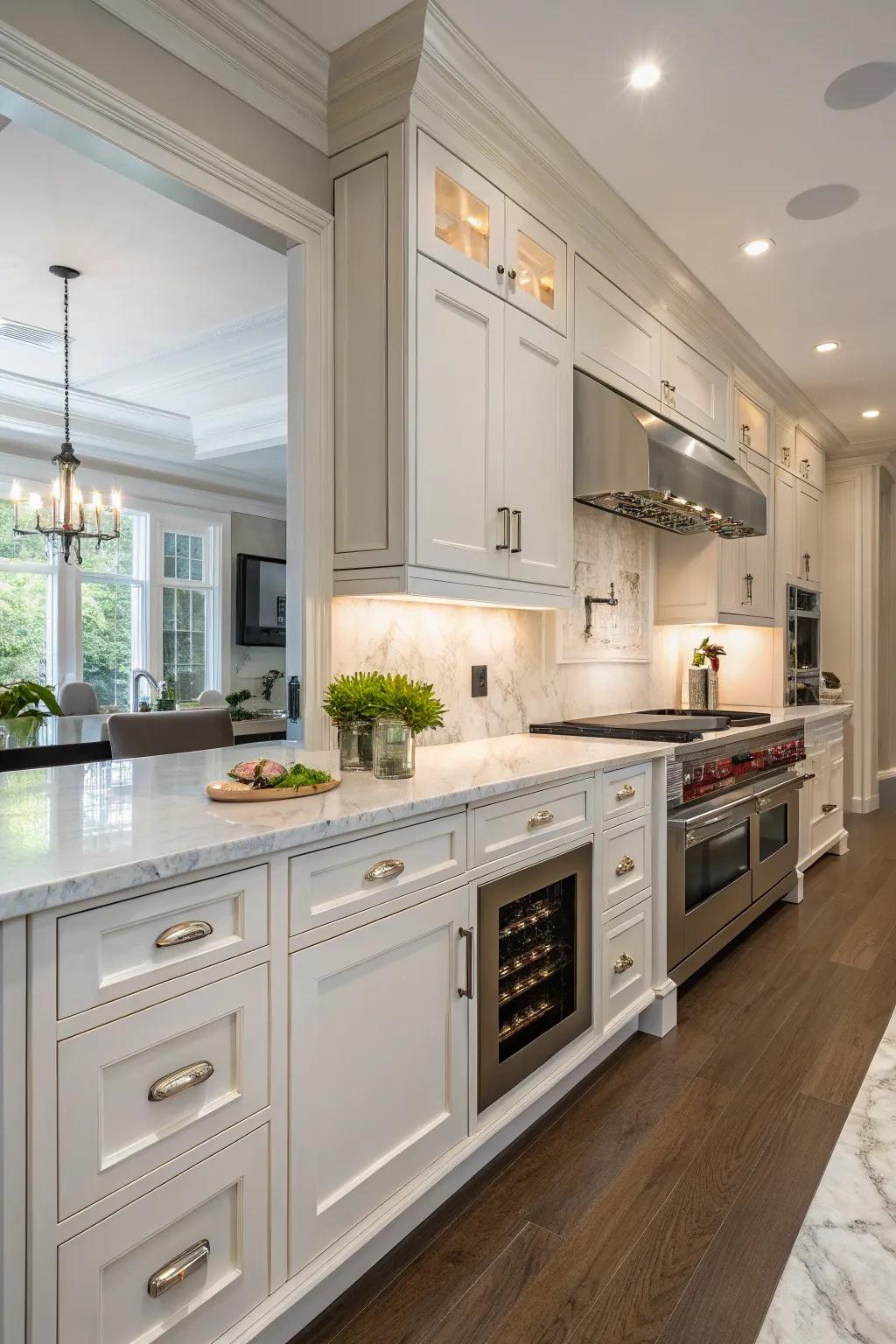 Hidden outlets contribute to a clutter-free kitchen.