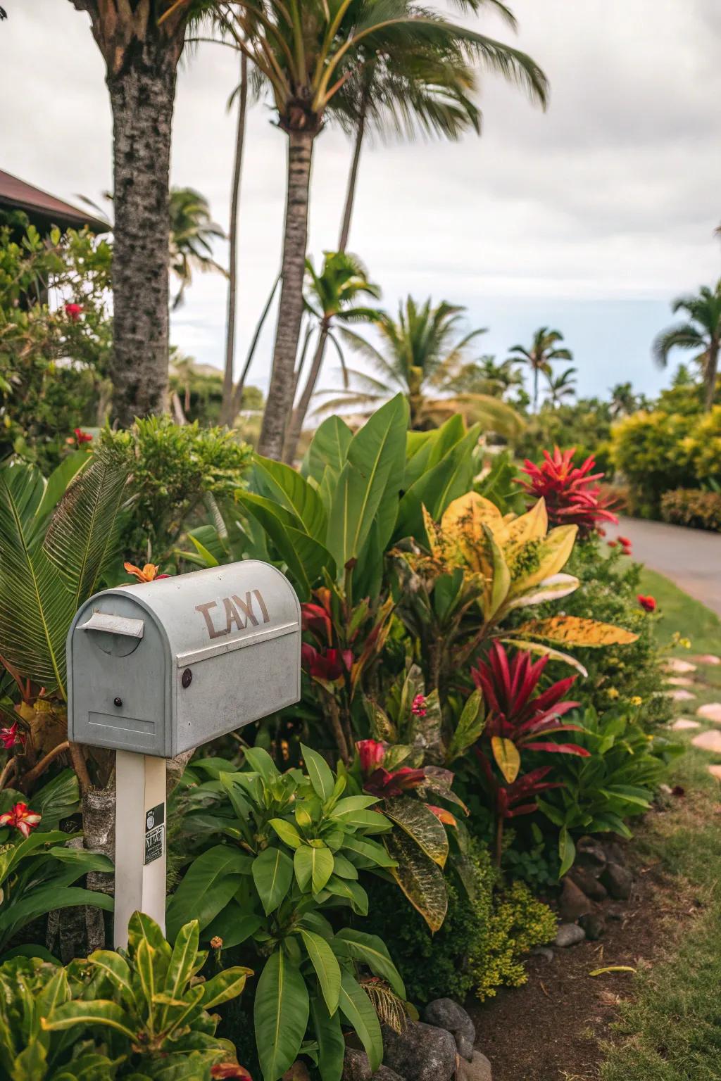 Exotic plants bring an exotic style and intense assertion to your mailbox area.