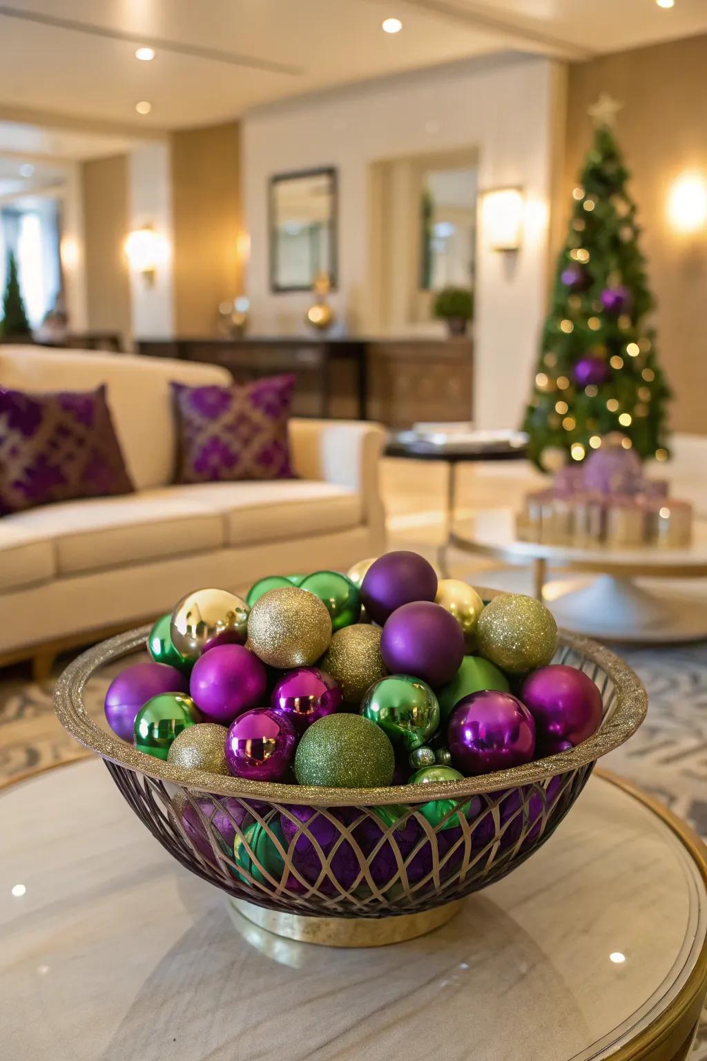 Incorporate a touch of luxury with lavish bauble bowls.