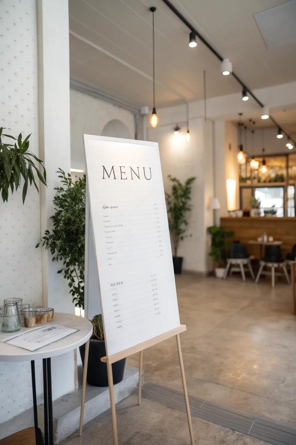 Create a calming effect with a minimalist menu design.
