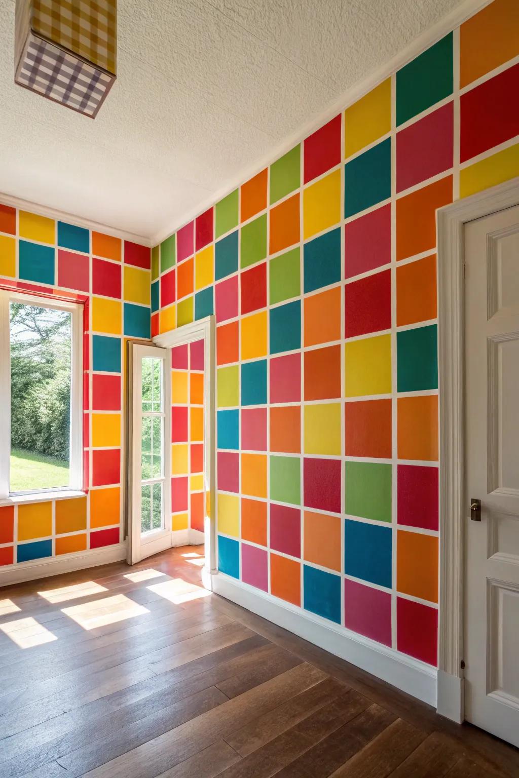 Colorful space featuring vibrant pigment section era wall covering.
