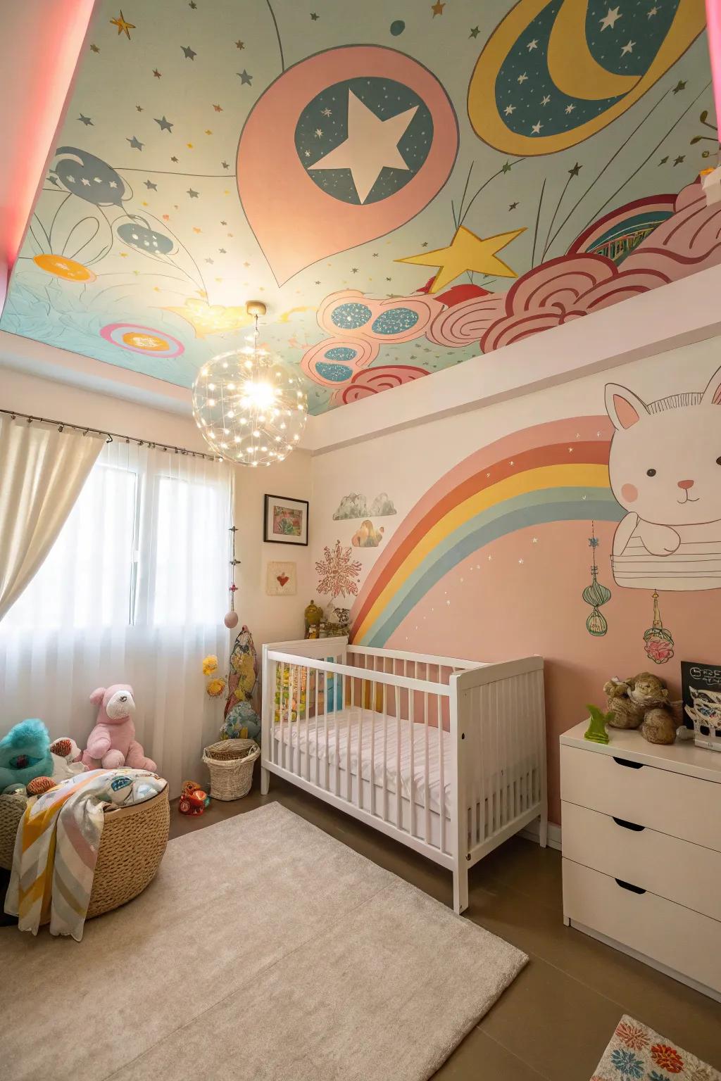 A ceiling that pops adds a fun twist you don’t see coming.