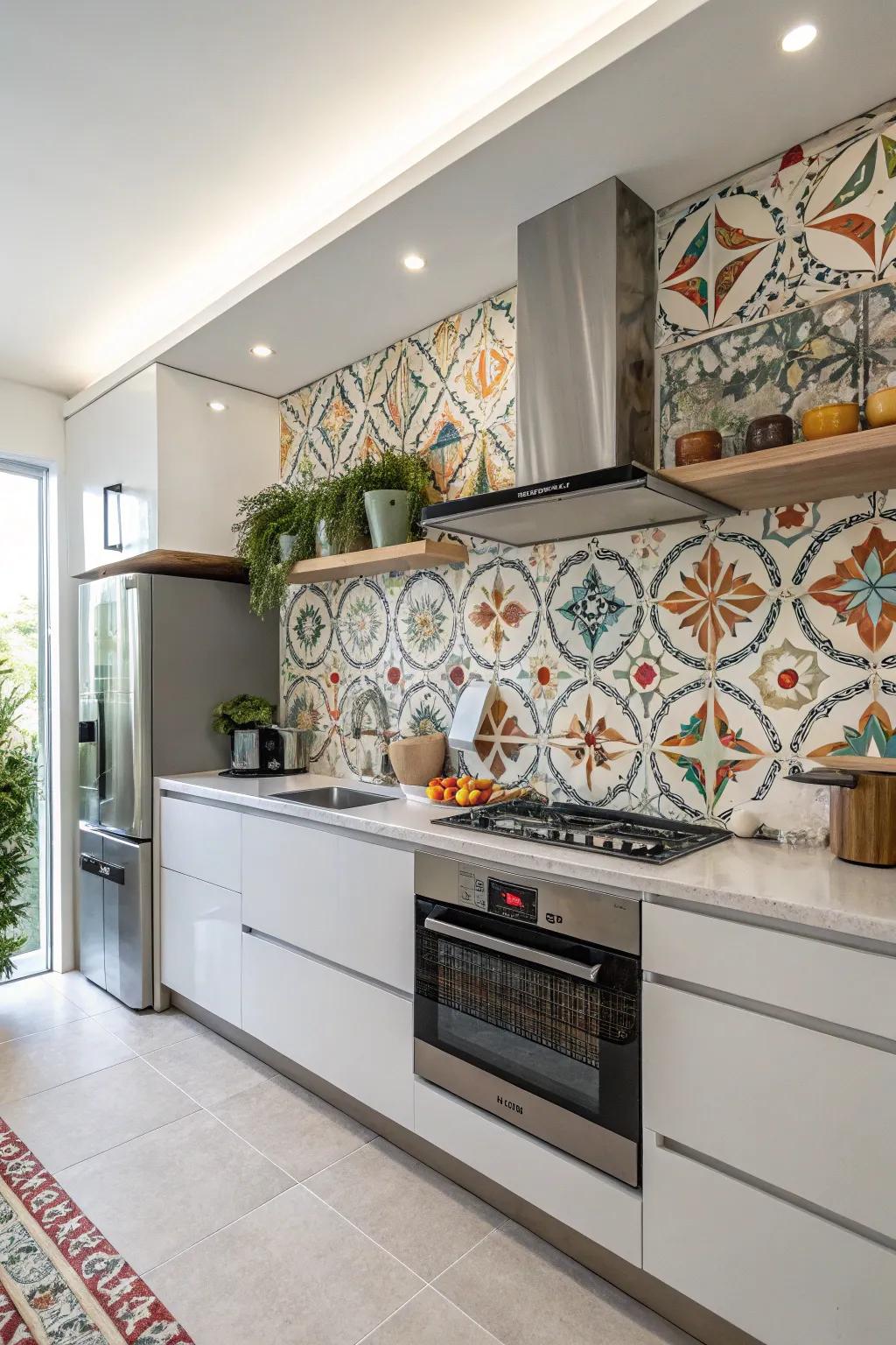 Ornamented tiles inject fun sophistication.
