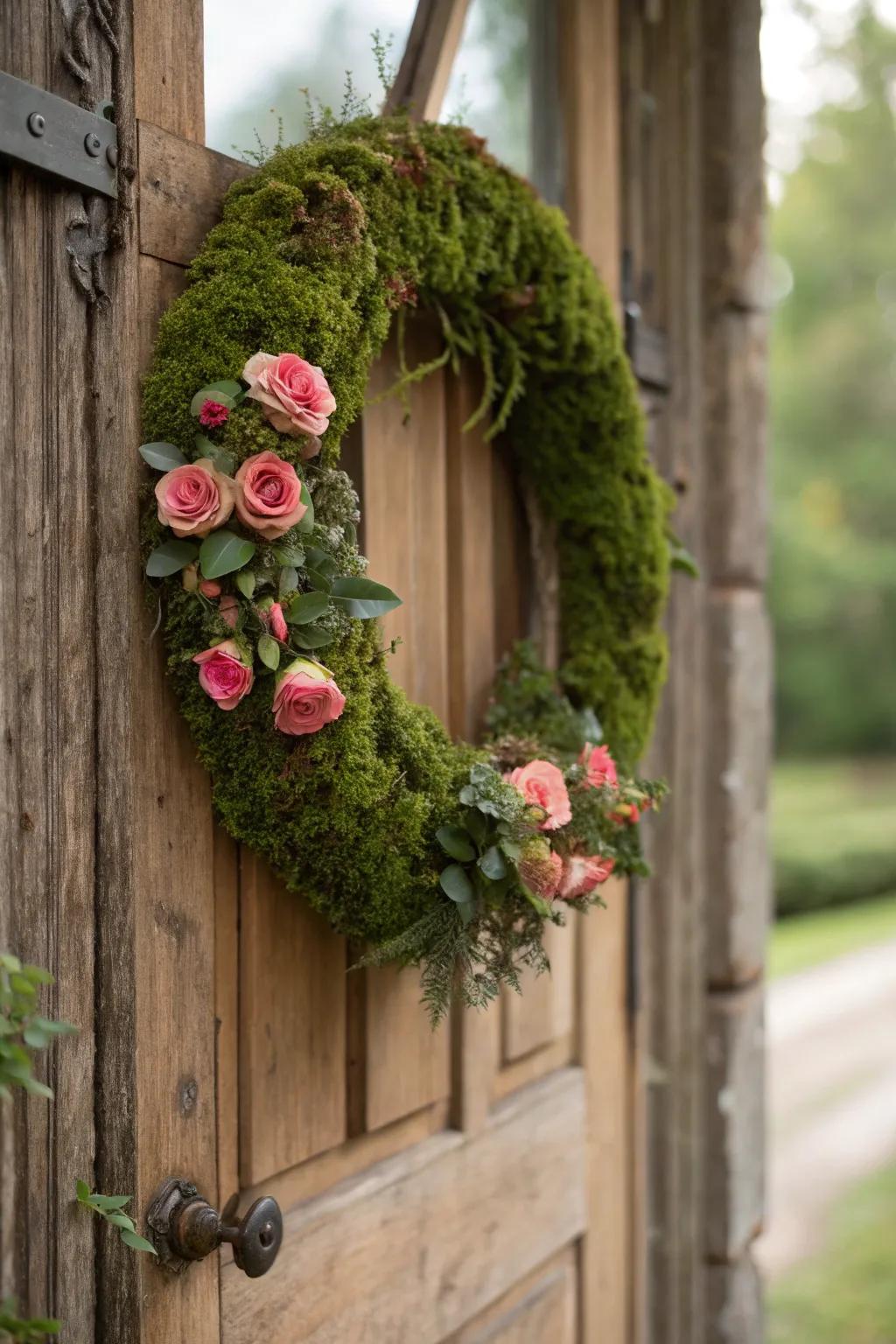 A living wreath of sun roses makes for a stunning entryway decoration.