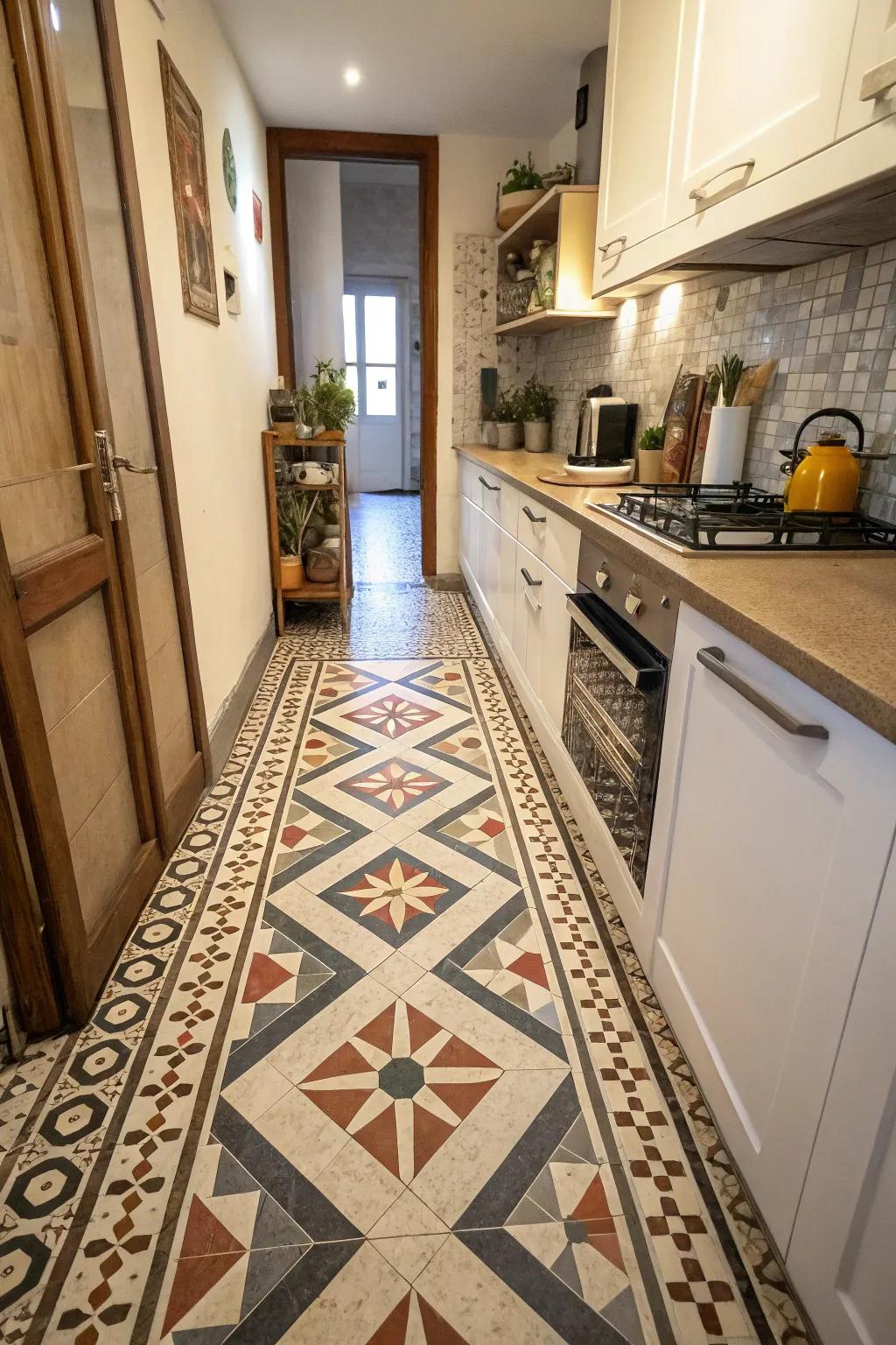 Inventive tiling patterns enhance space awareness.
