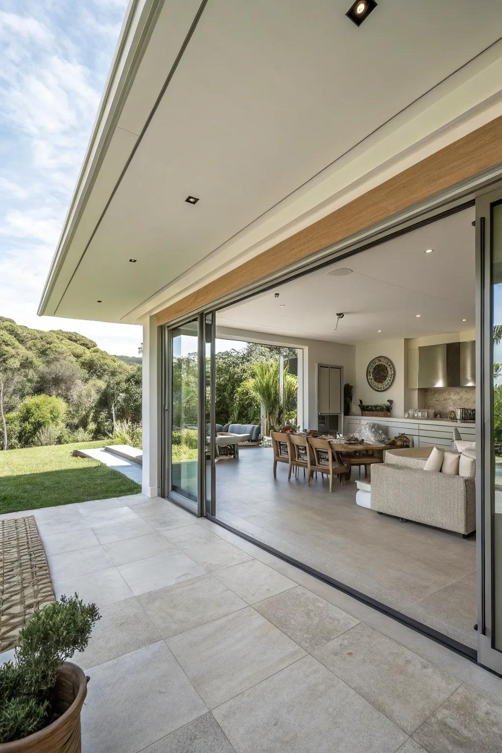 Seamless coating integration blurs interior and exterior spaces.