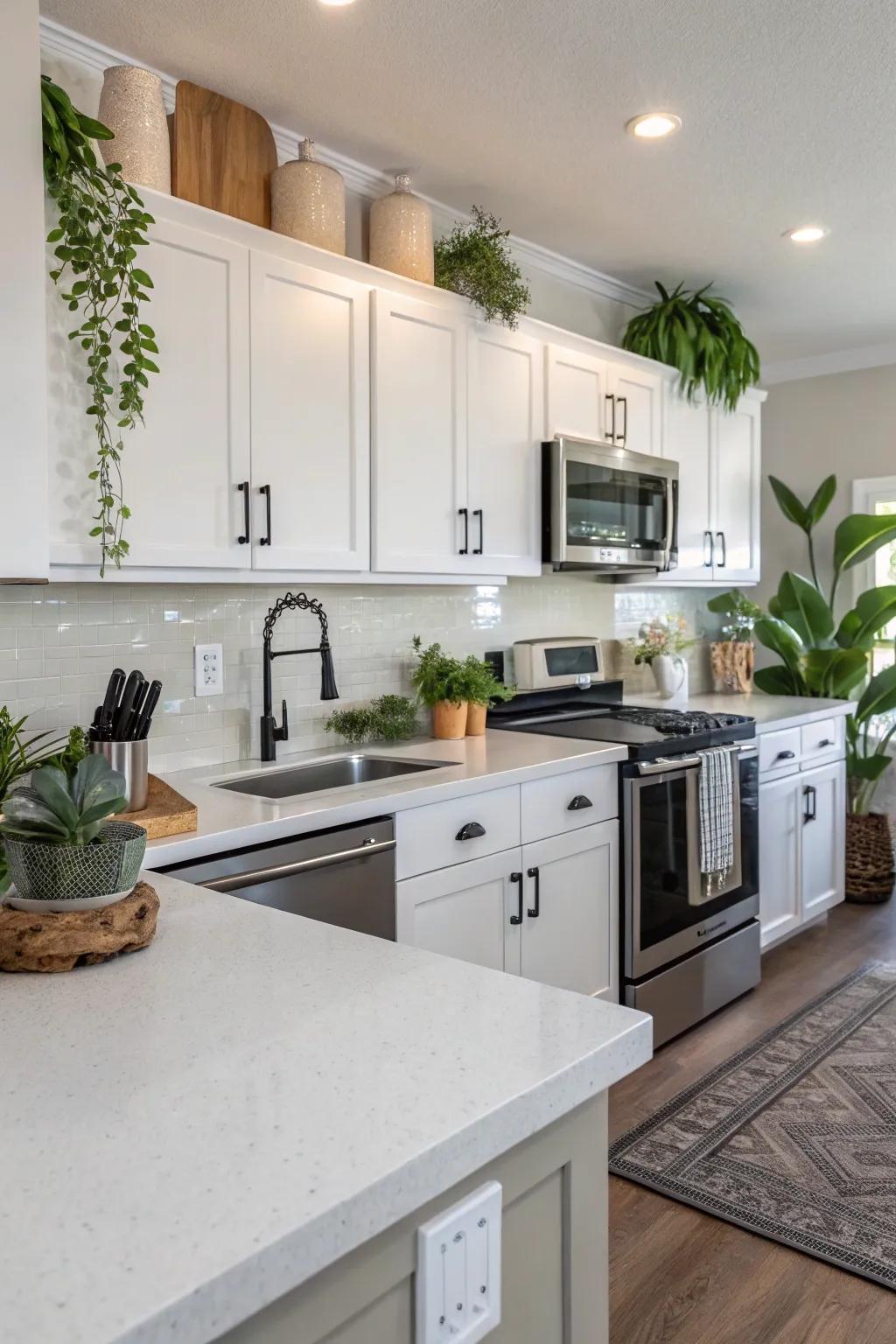 A kitchen planned for effortless upkeep, equipped with robust and elegant surfaces.