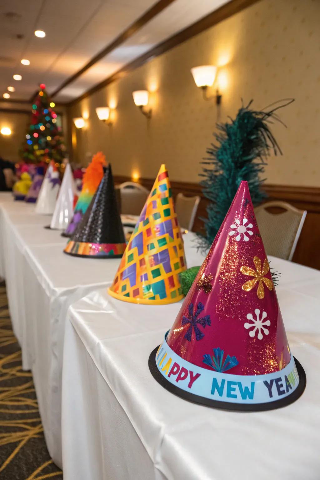 Themed headwear introduces a playful element to the celebration.