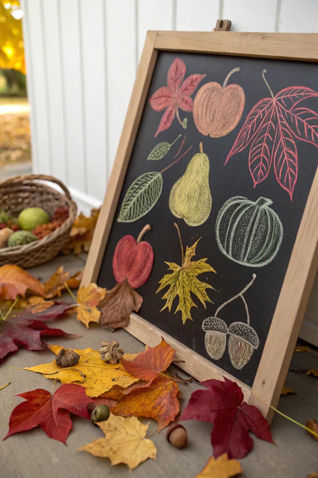 Nature's riches chalkboard layout mirroring the richness of fall.