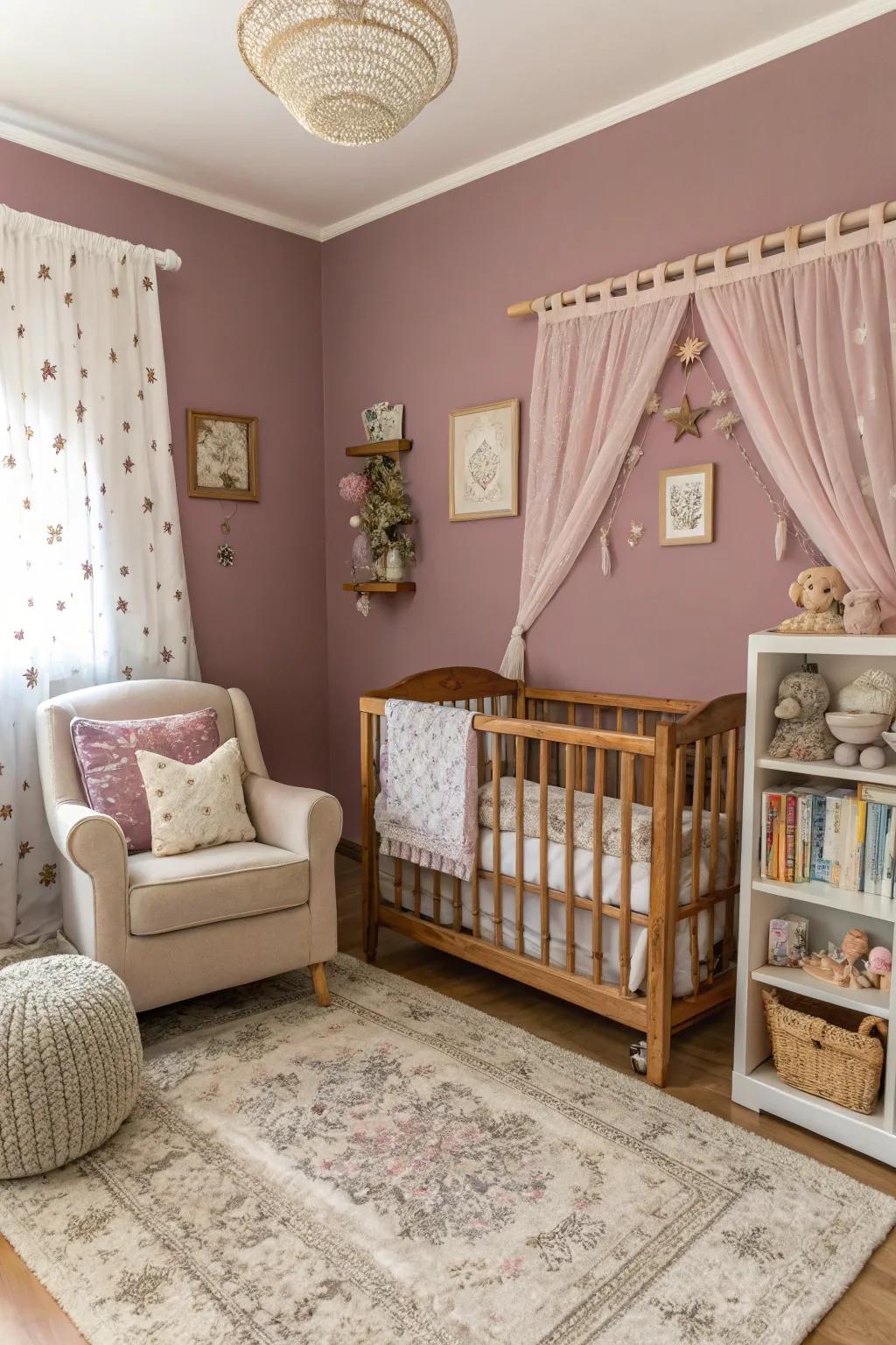 Colors inspired by vintage styles contribute enduring charm to any nursery.