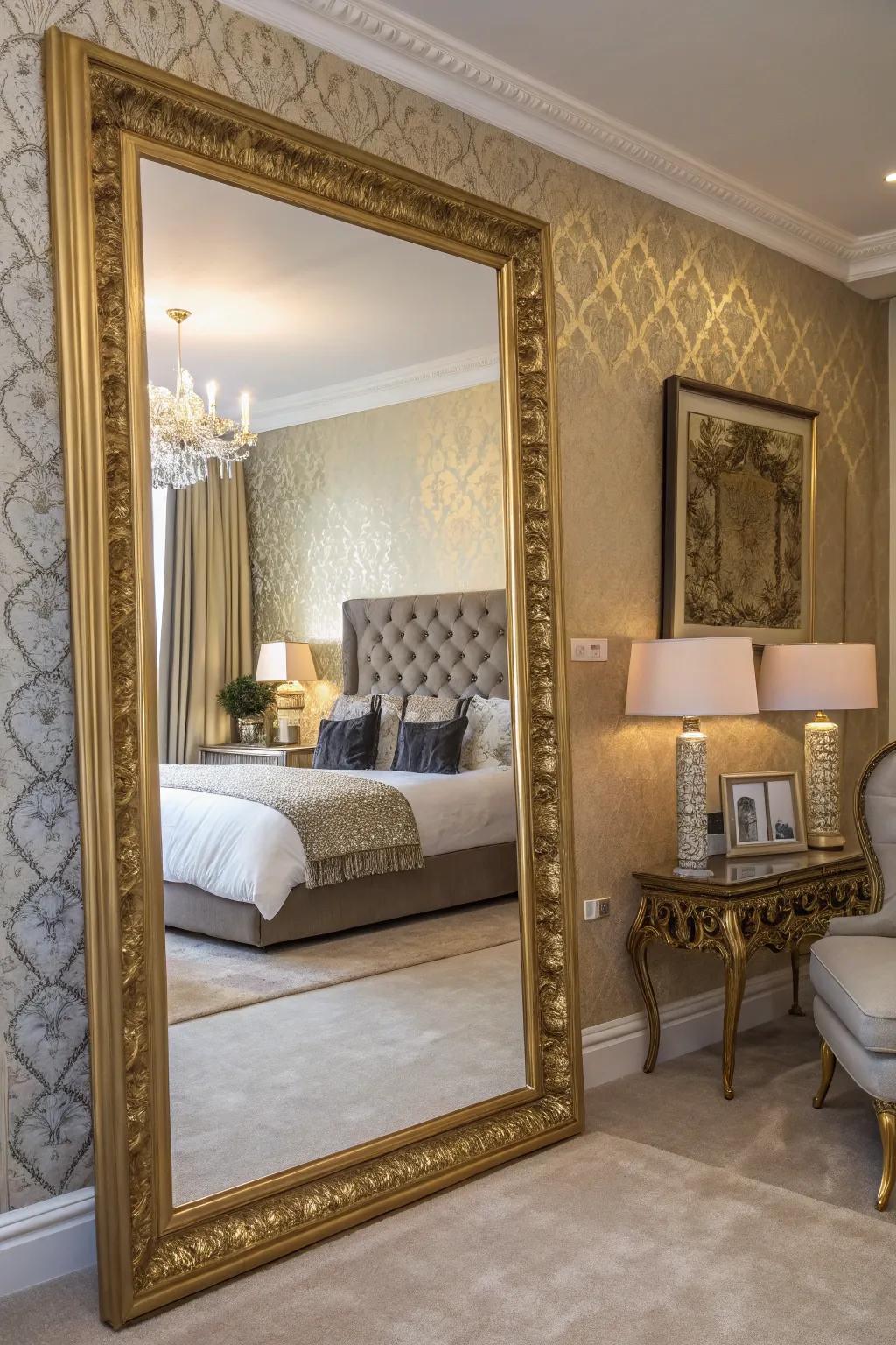 A gilded mirror can enhance light and elegance in your area.