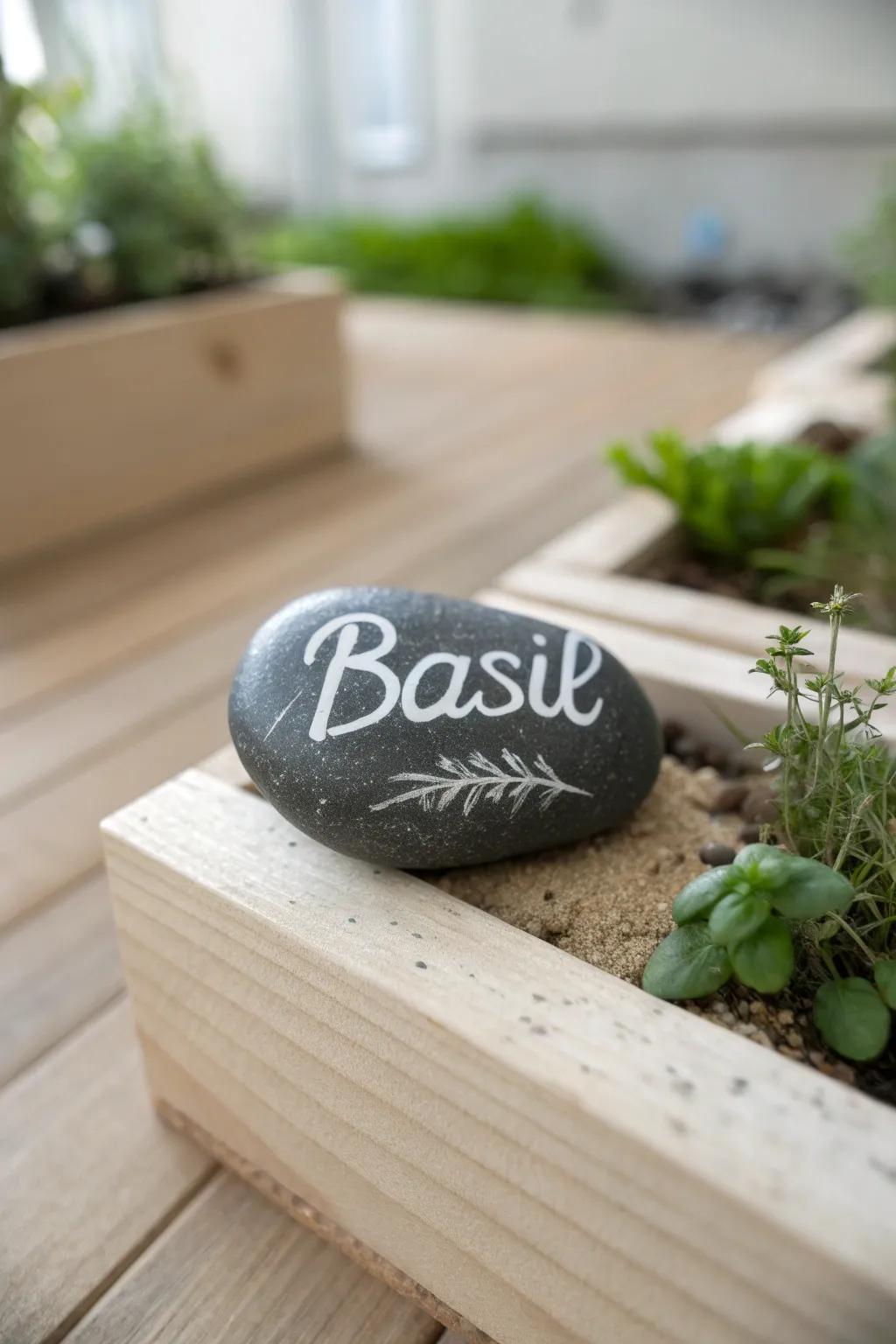 Improve your garden's style with rock markers made by hand.