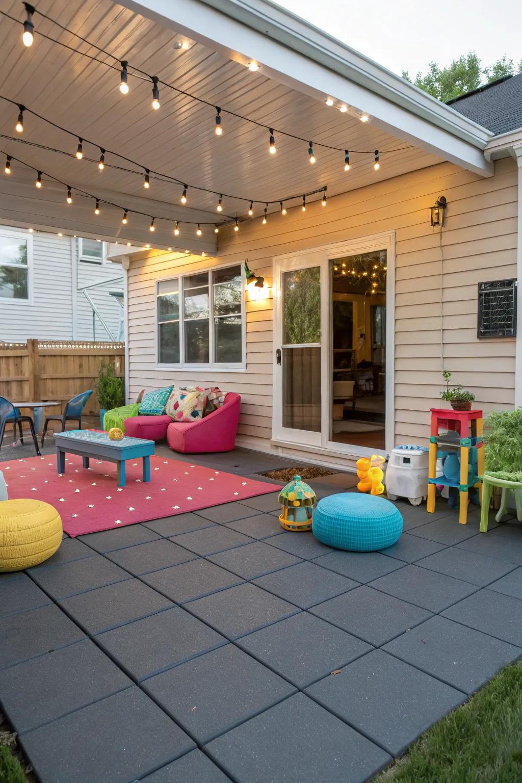 Ensure comfort and safety with rubber squares.