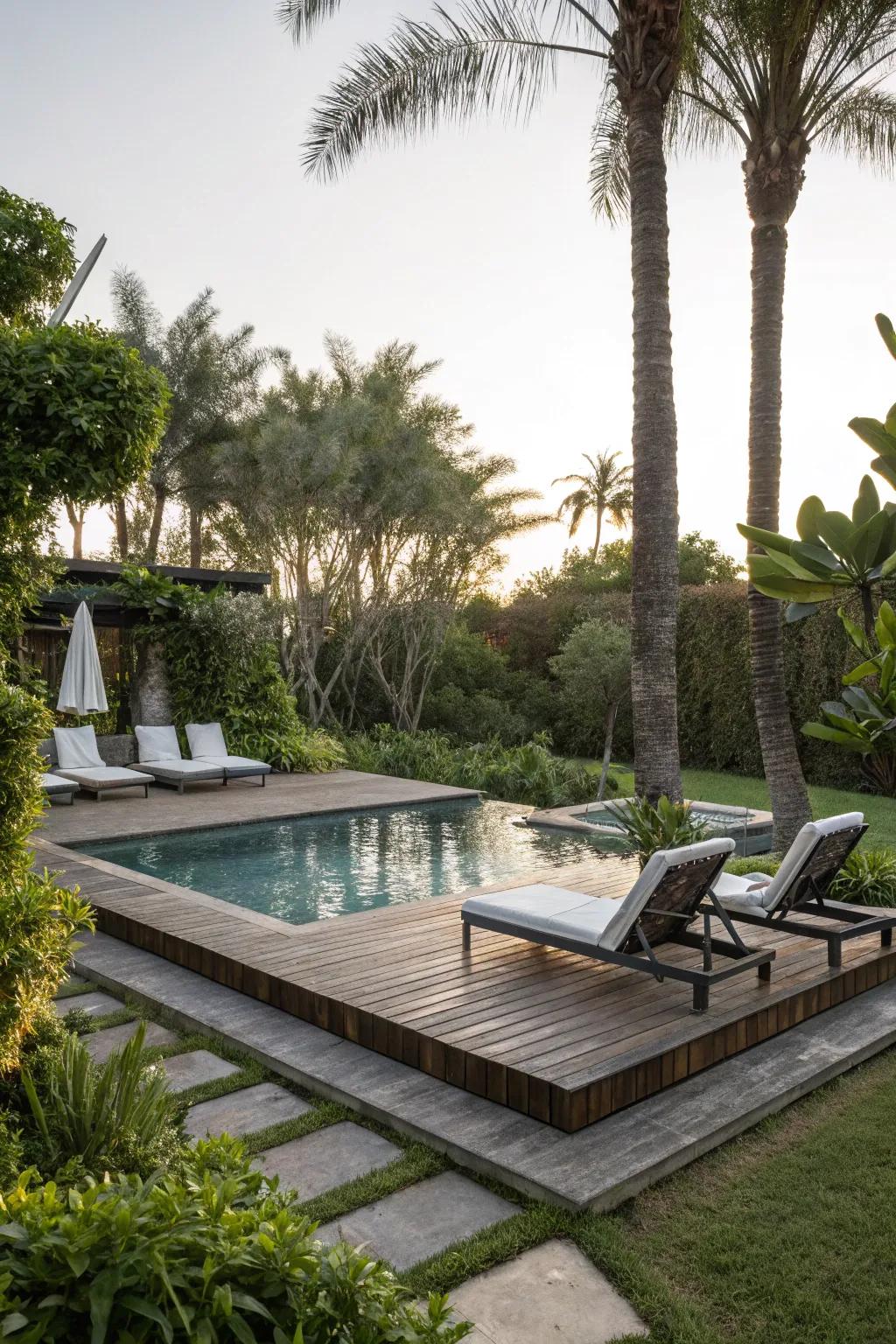 Raised platforms offer distinct zones for relaxation.