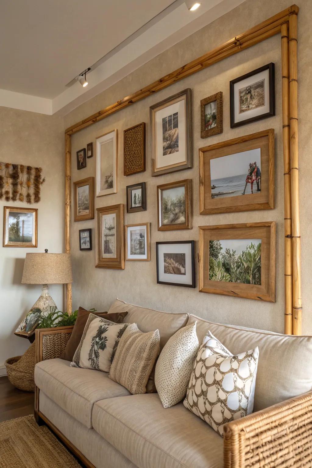 Organic materials used in frames bring warmth and nature into an interior space.