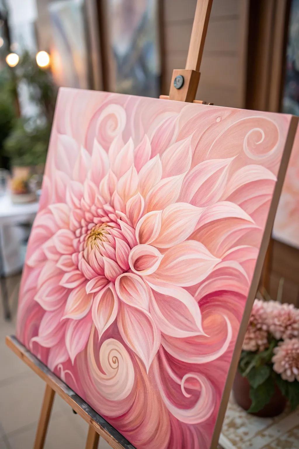 Artistic abstract botanical artwork in rosy shades.