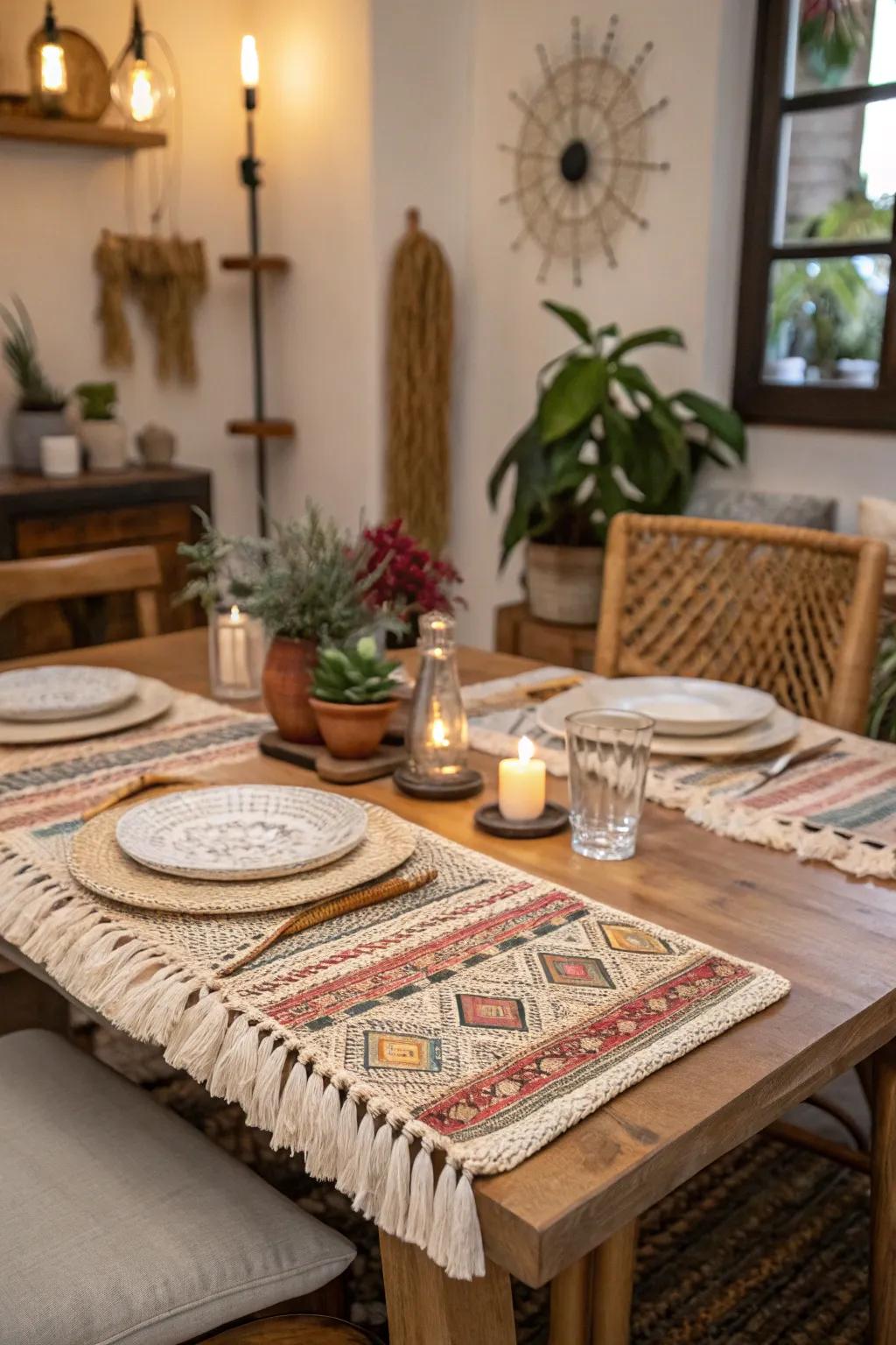 Create a relaxed and inviting setting with boho-chic placemats.