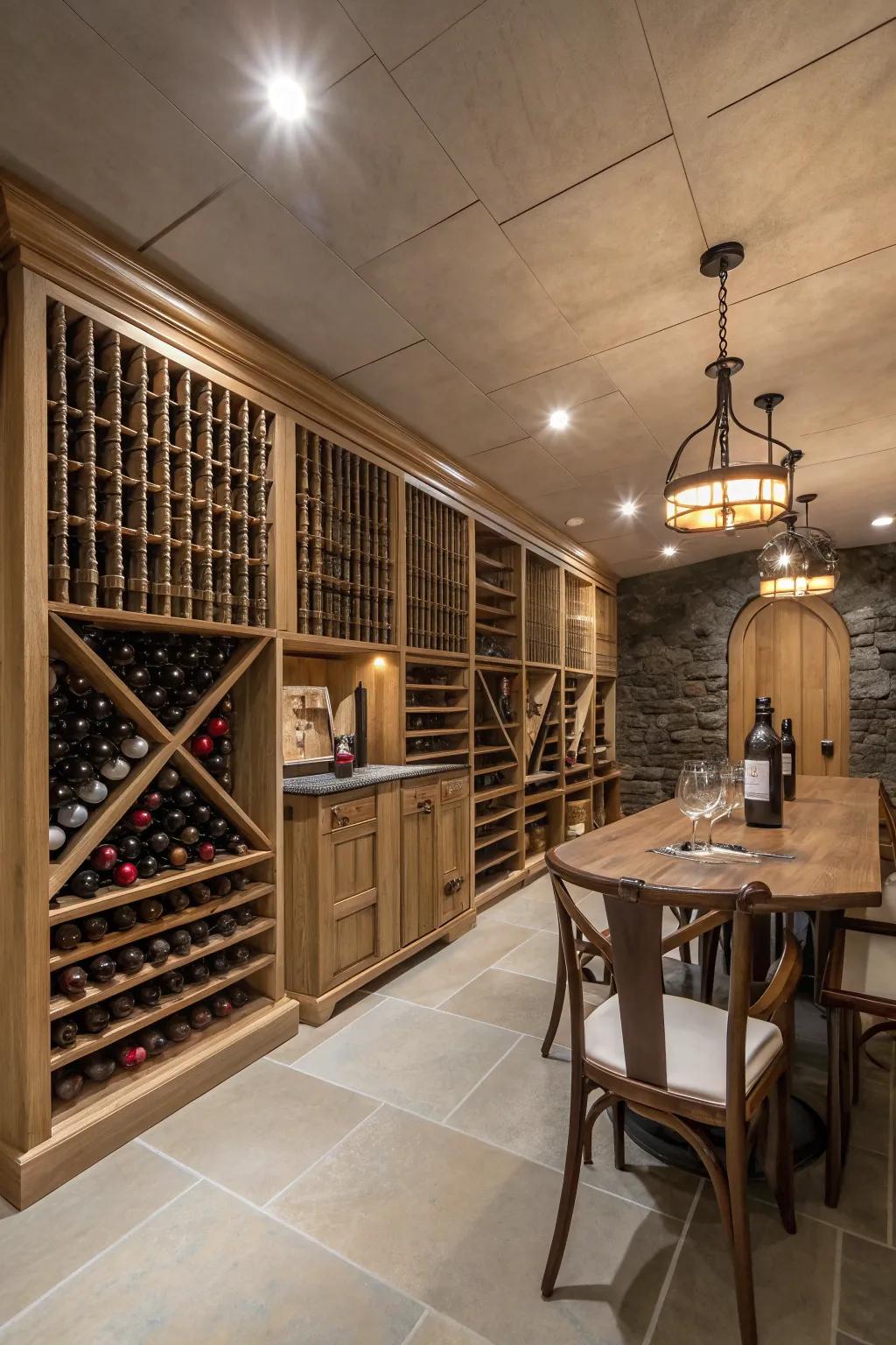 Keep your wine collection in a stylish pole barn storage area.