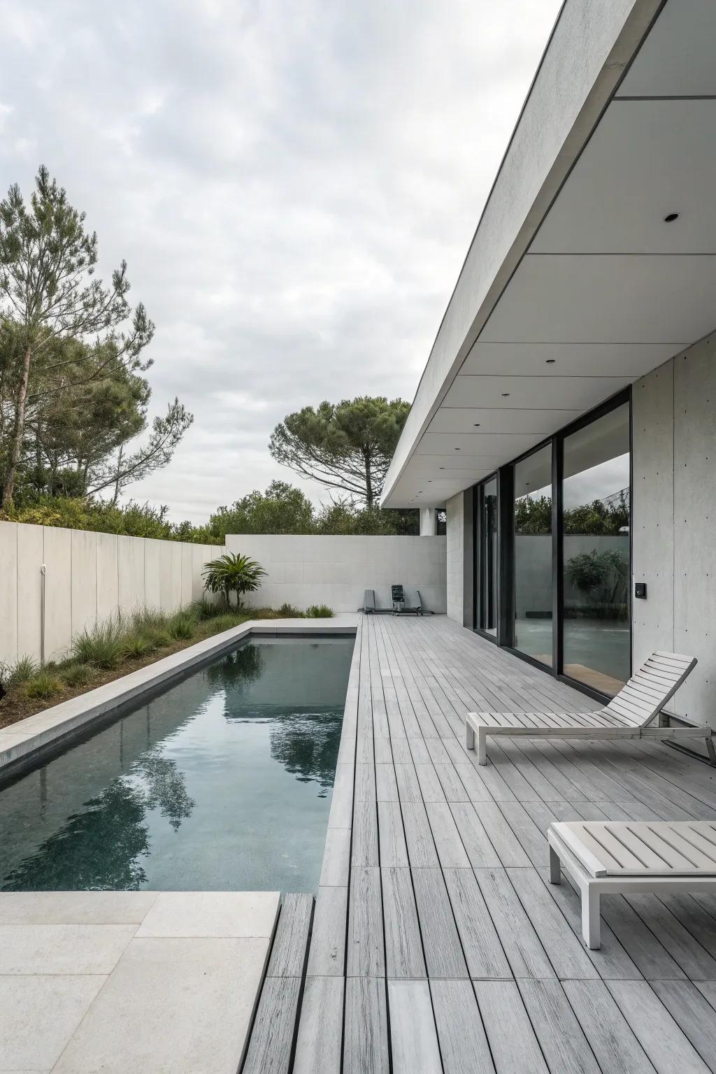 Minimalist designs offer polished and modern poolside aesthetics.