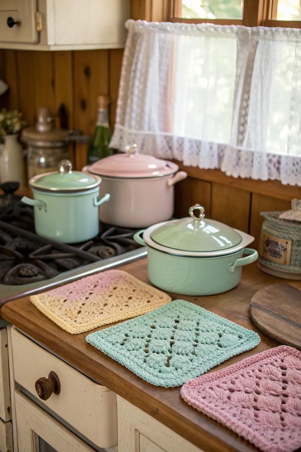 Crochet oven protectors infuse a classic charm and warmth into your culinary decor.