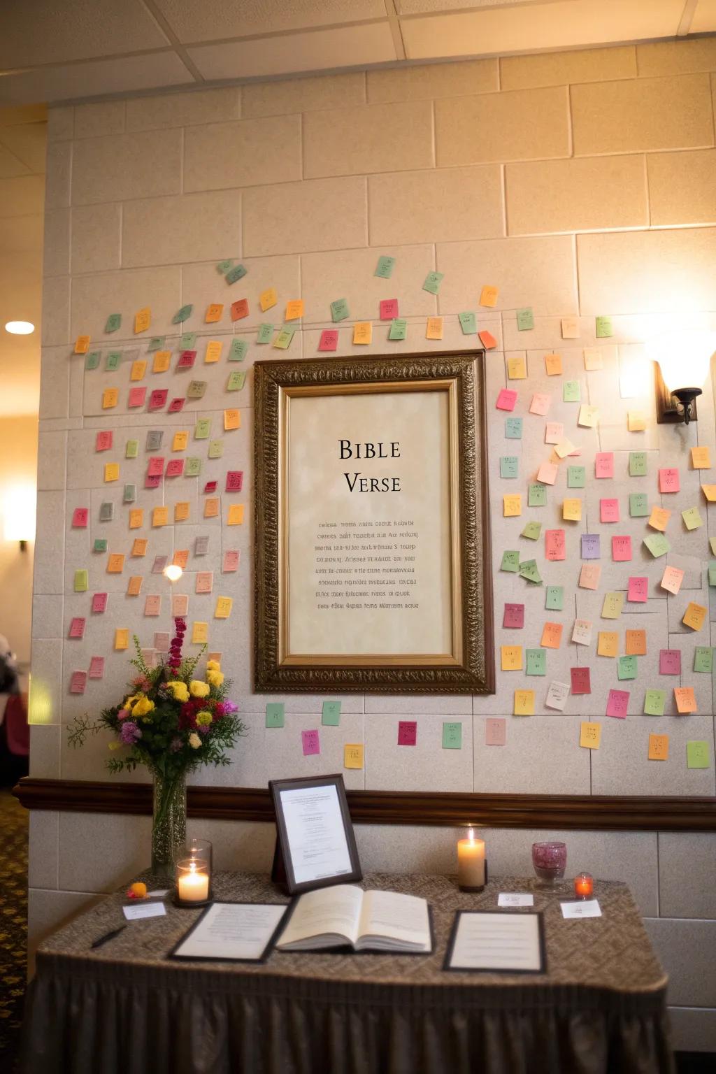 A devotional display exhibiting a conspicuous Scriptural excerpt for everyday motivation.