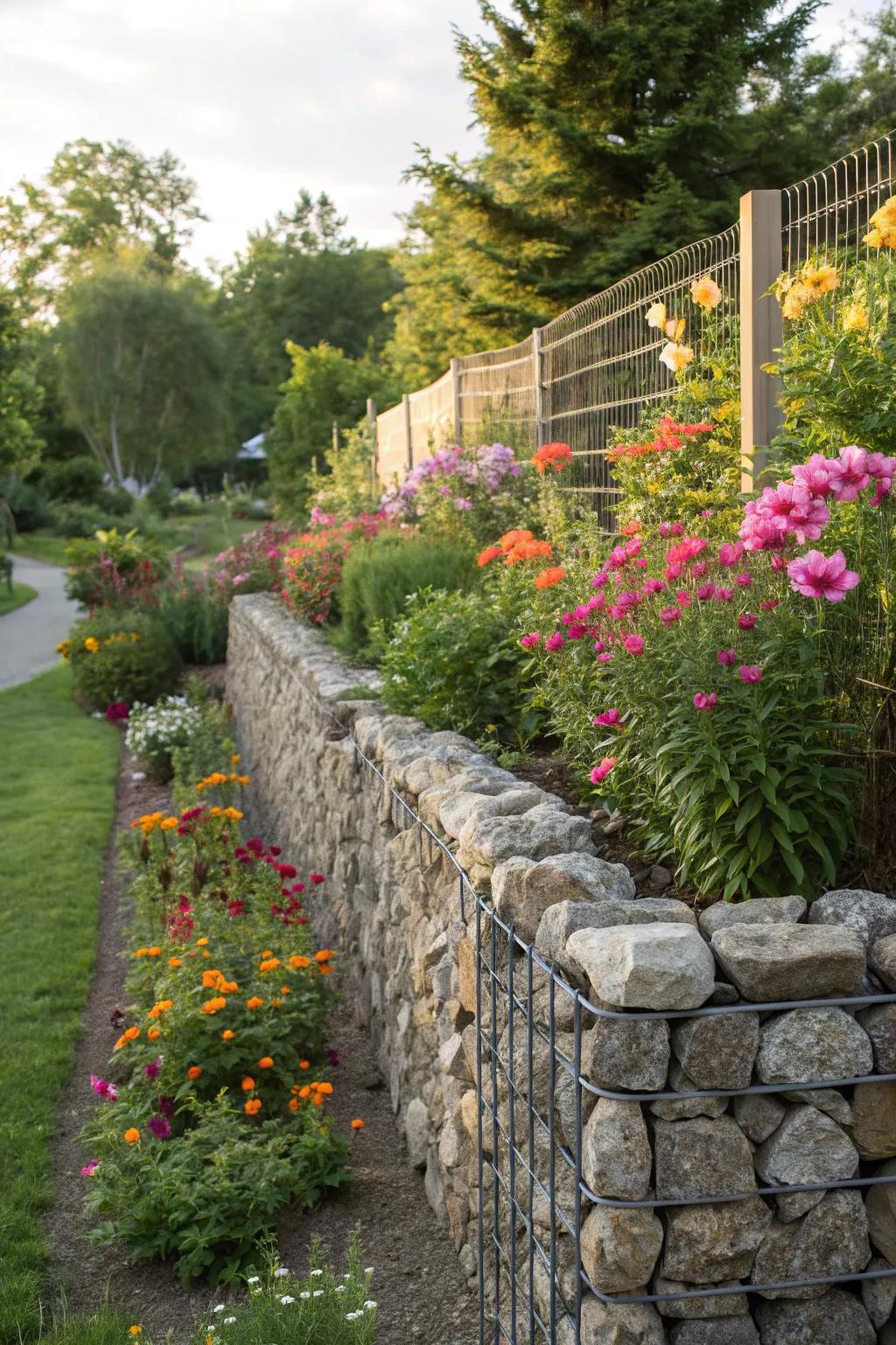 Packed stone walls provide a strong and textured privacy option.