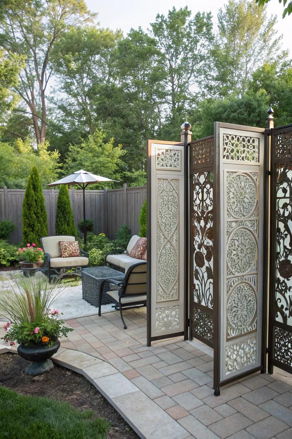 Ornamental panels delivering privacy and aesthetics.
