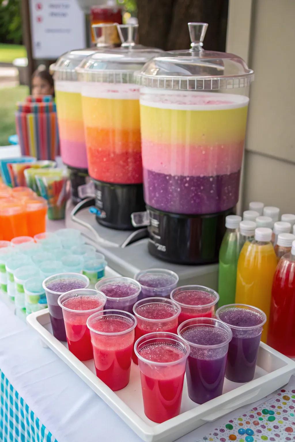 A sweet spectral punch station with vibrant drink picks.