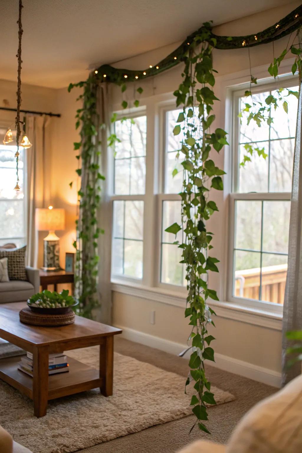 Enhance the jungle ambiance with handcrafted frond garlands.