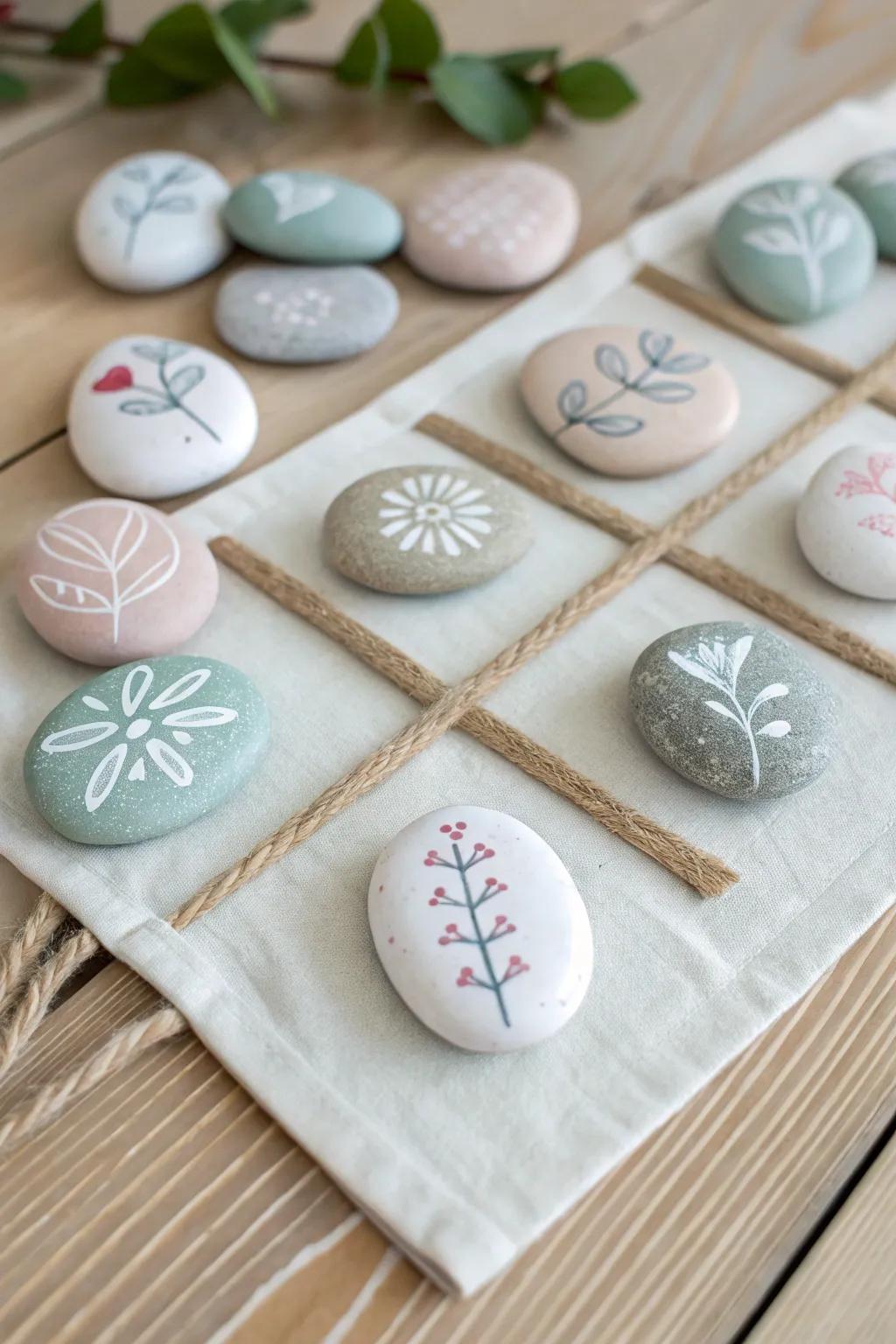 Playful sophistication: Craft your own tic tac toe set using exquisitely painted stones!