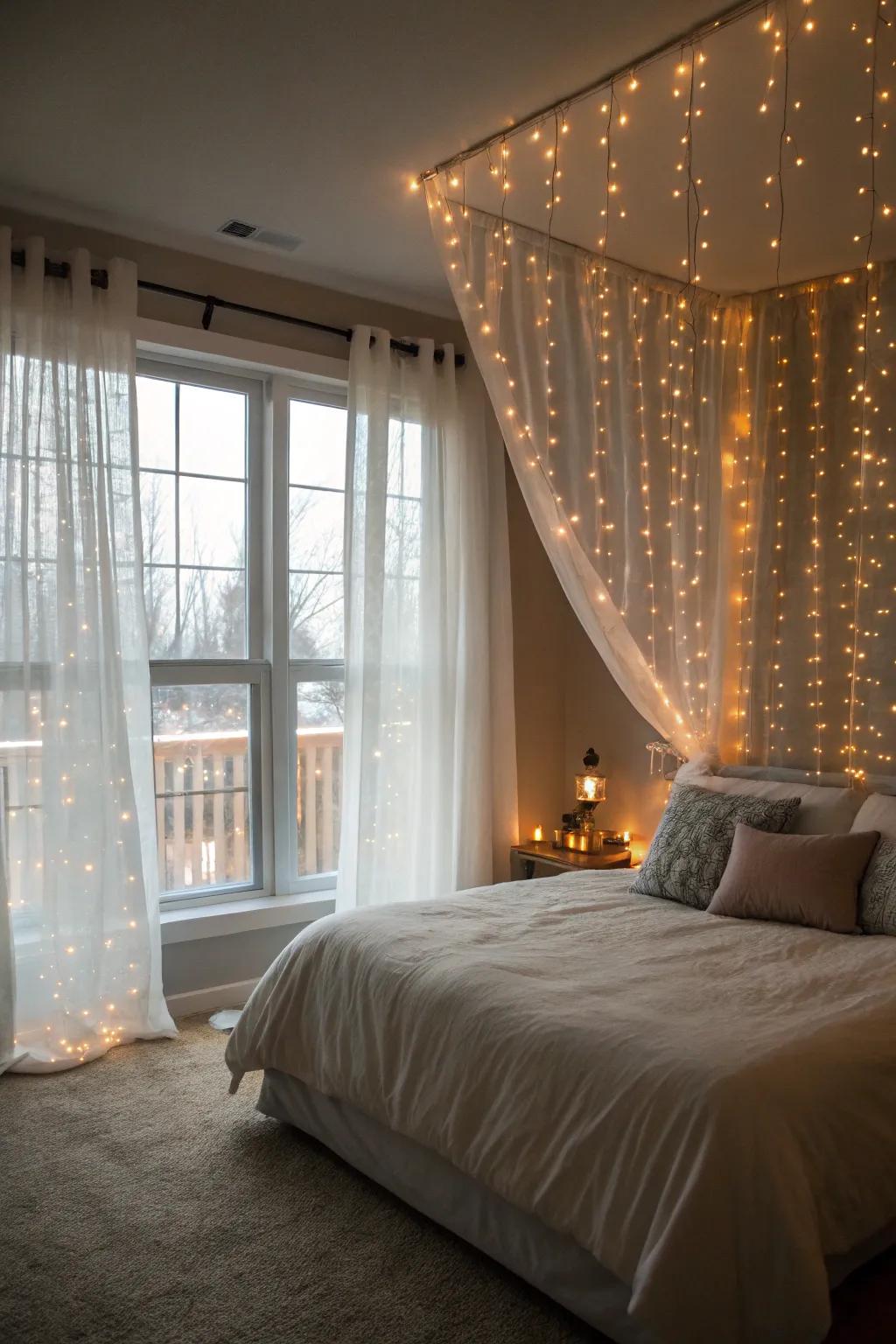 With LED fairy light curtains, you can create a whimsical ambiance.