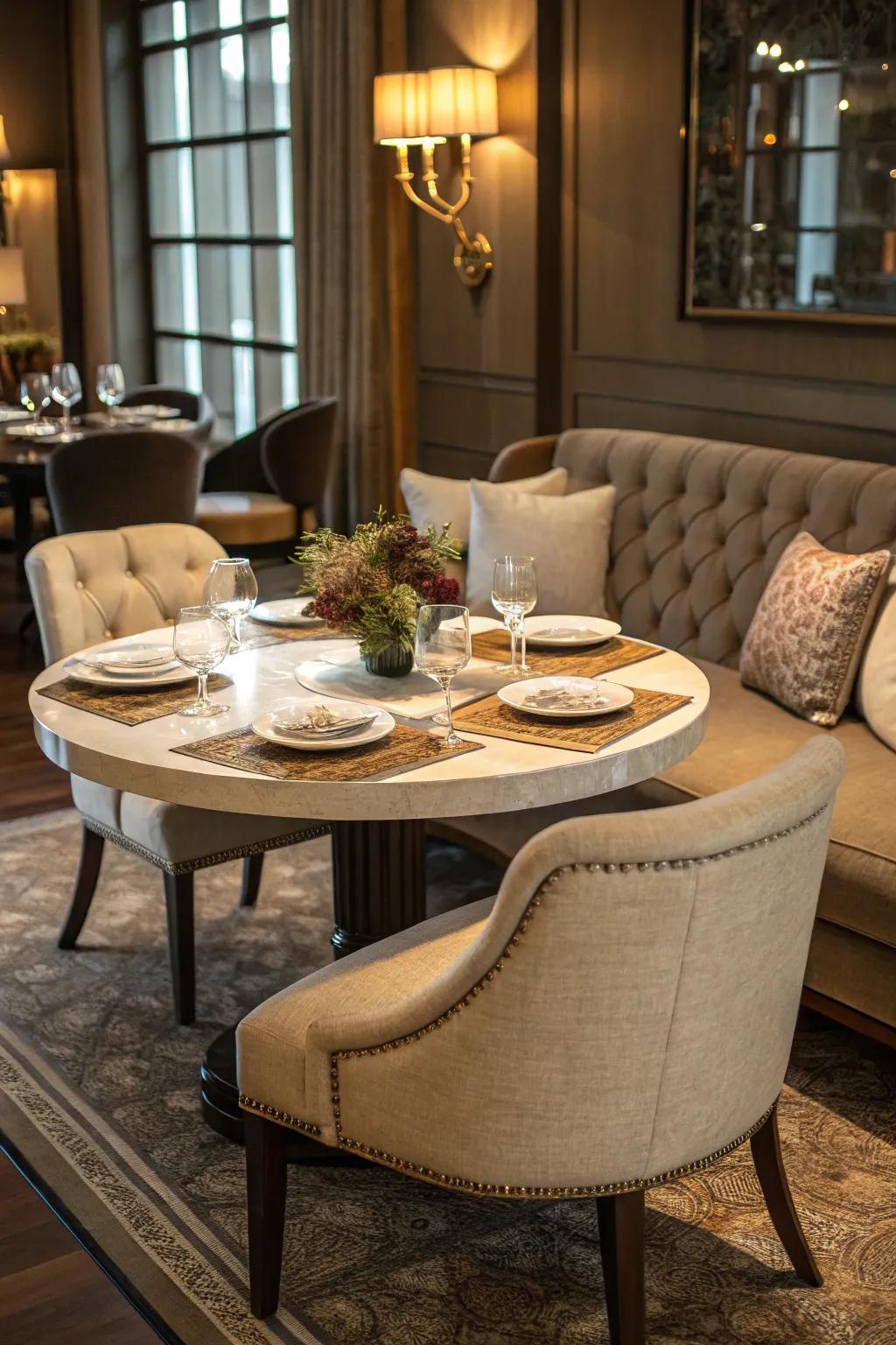 Unique seating adds coziness and style.