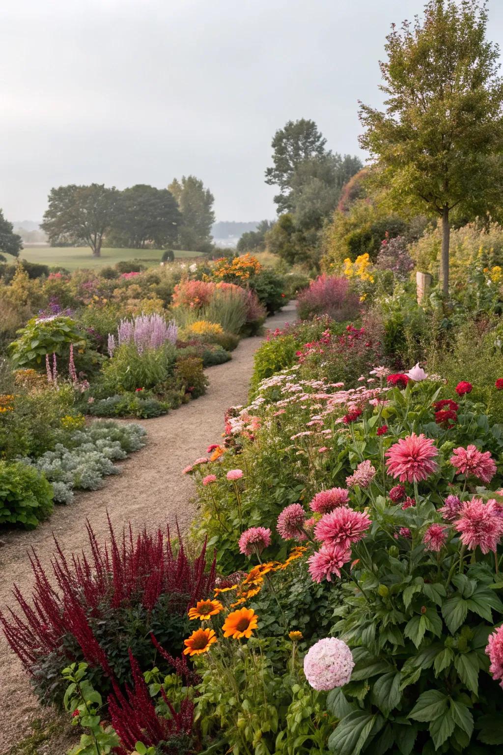 Season-based planting adding dynamic color to the garden.