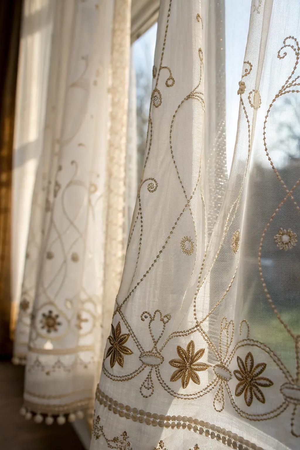 Wispy curtains with extraordinary textures add dimension and a personalized touch to home decor.