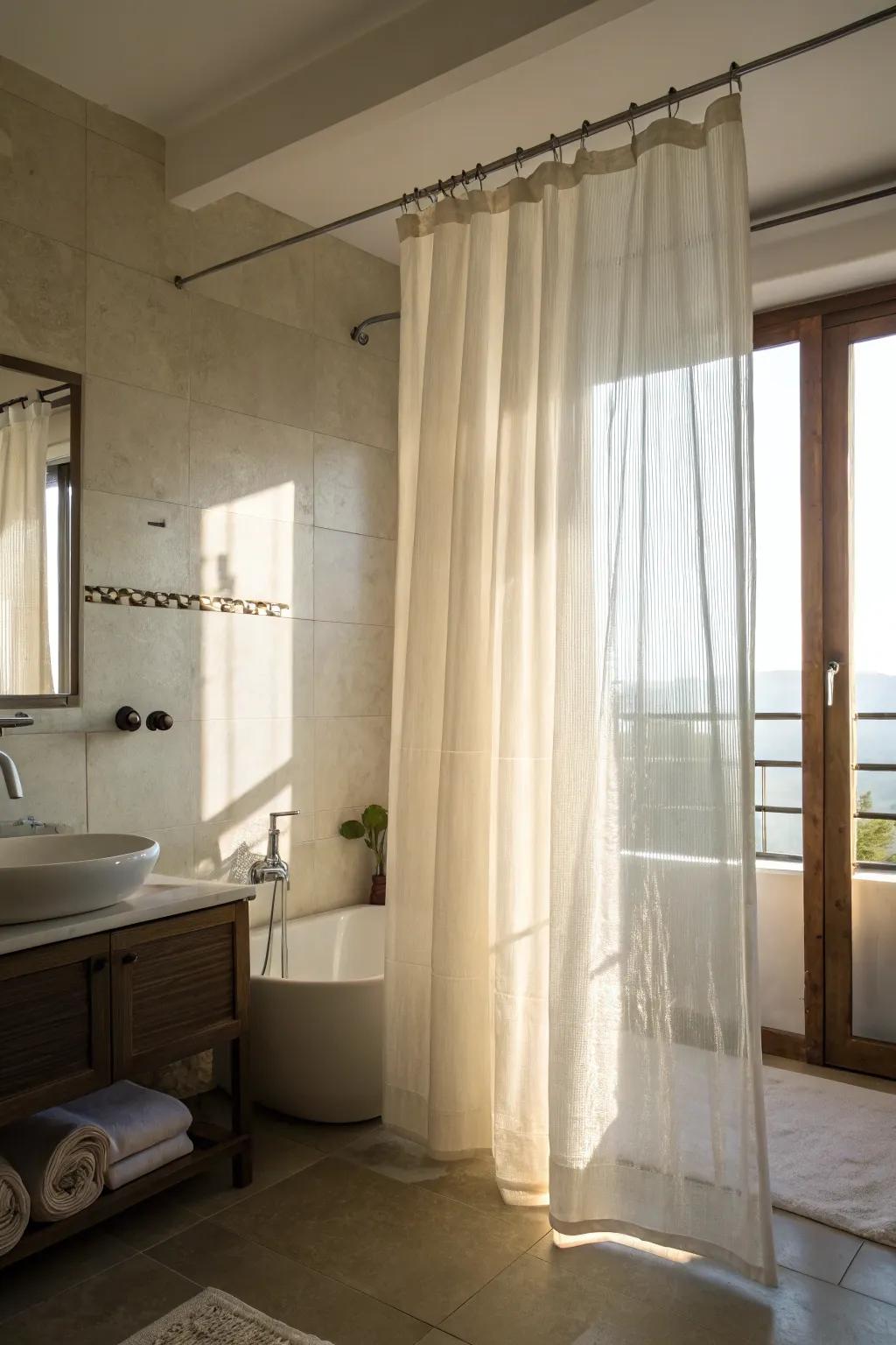 Transparent curtains supply light and privacy.