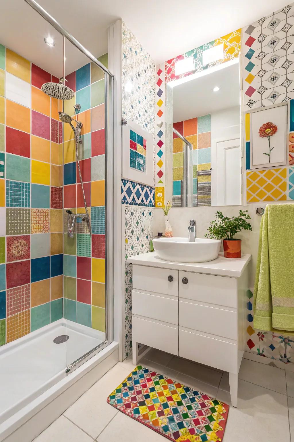 Colorful tiles bring life and character to your shower.