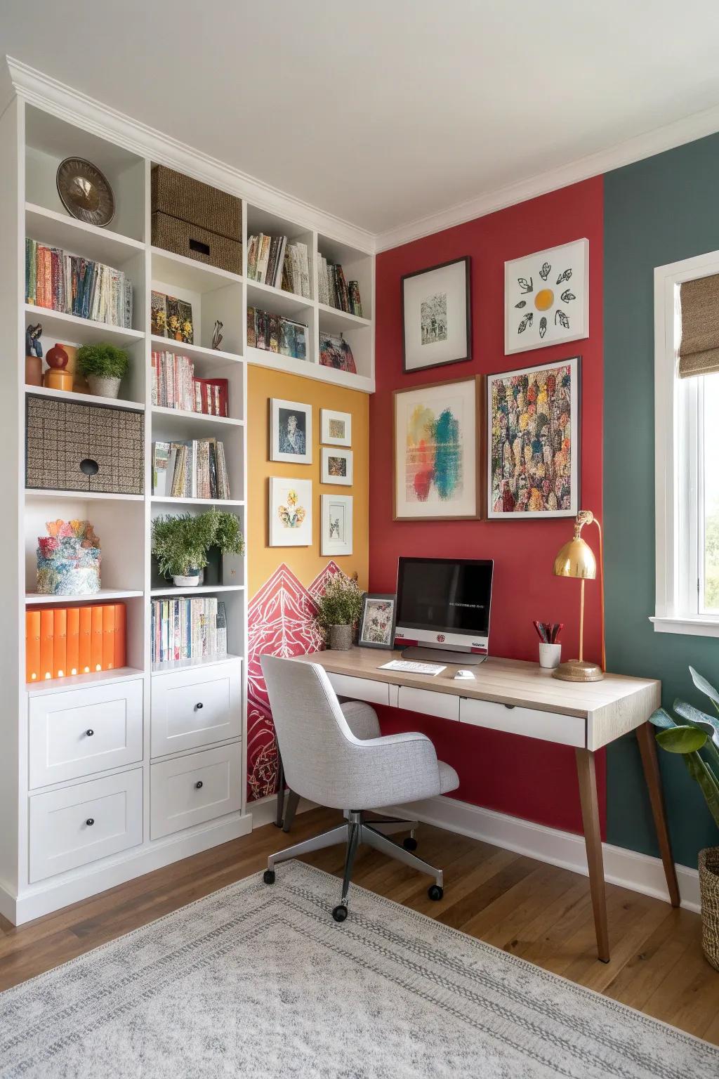 A colorful wall infuses your workspace with vitality.