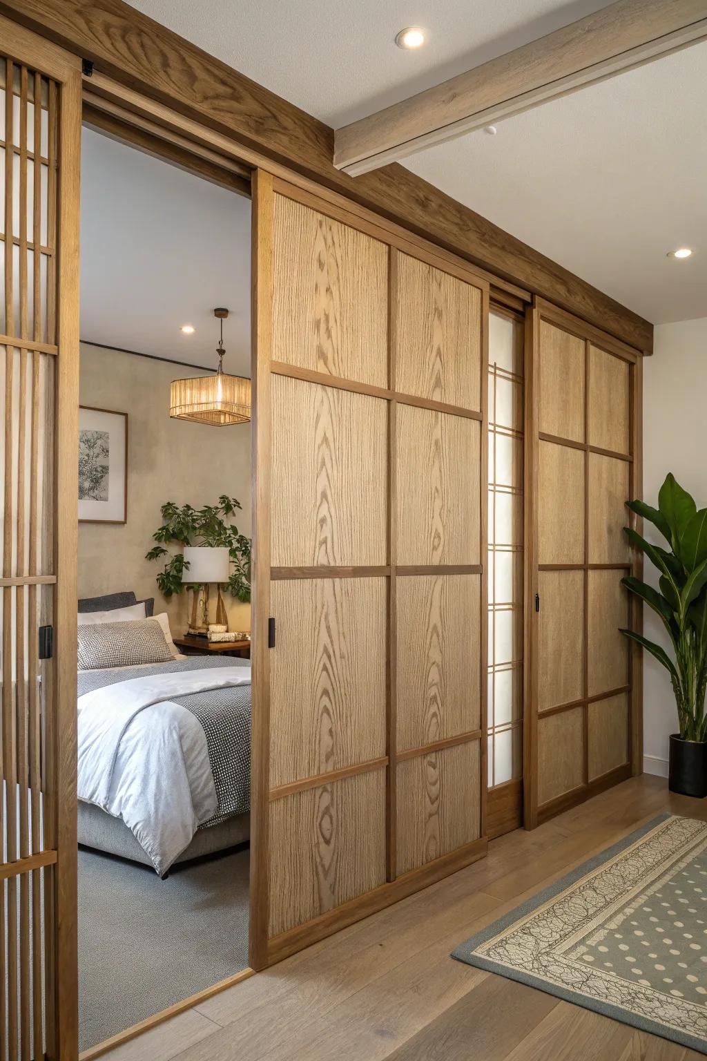 Nature-inspired timber finish for tranquility.