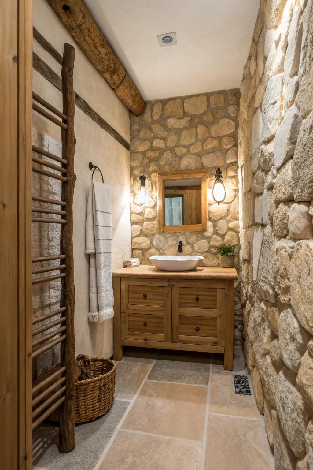 Stone tones introduce authenticity and dimension.