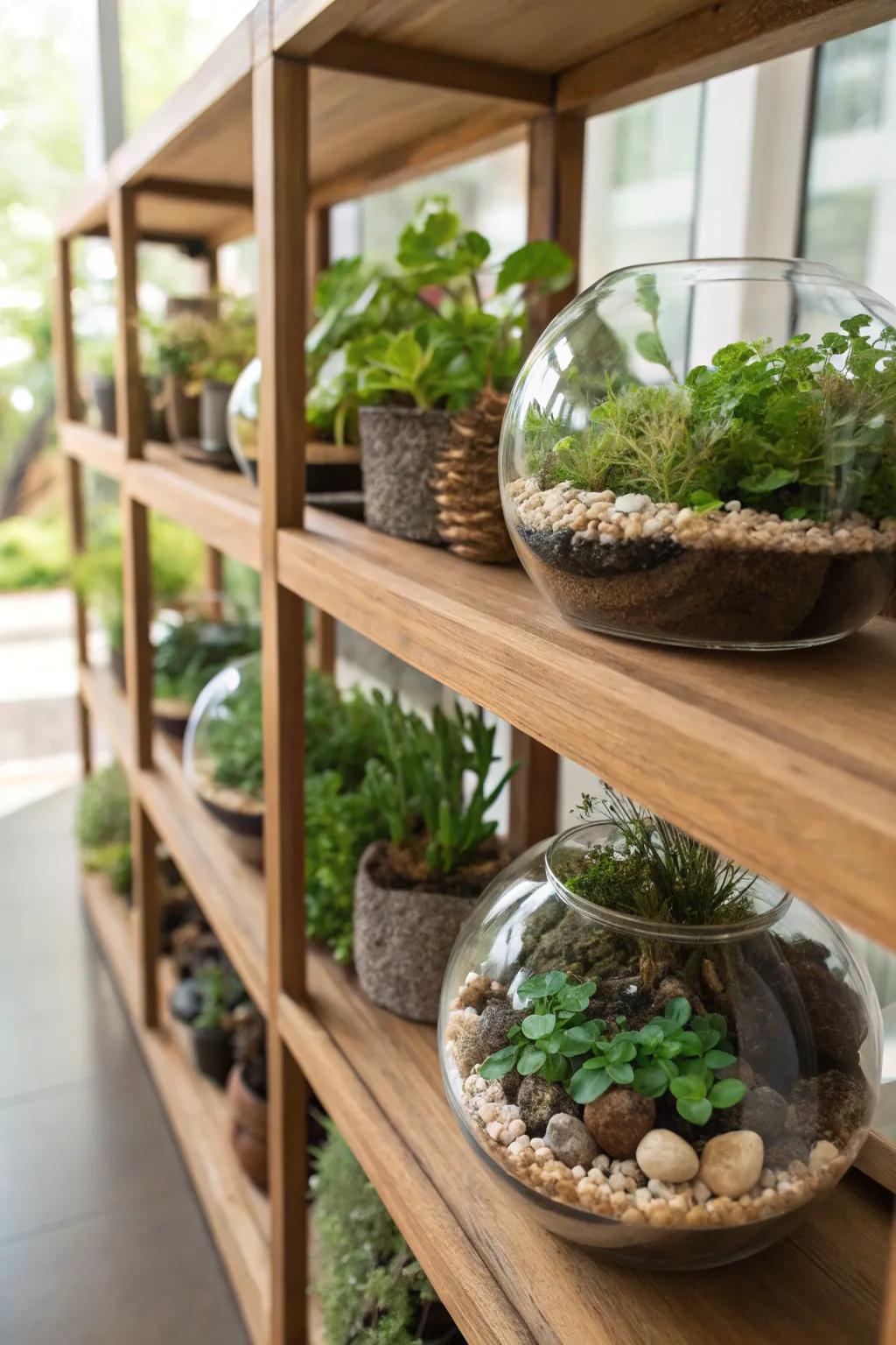 Miniature vivarium adding a hint of the outdoors to every space.