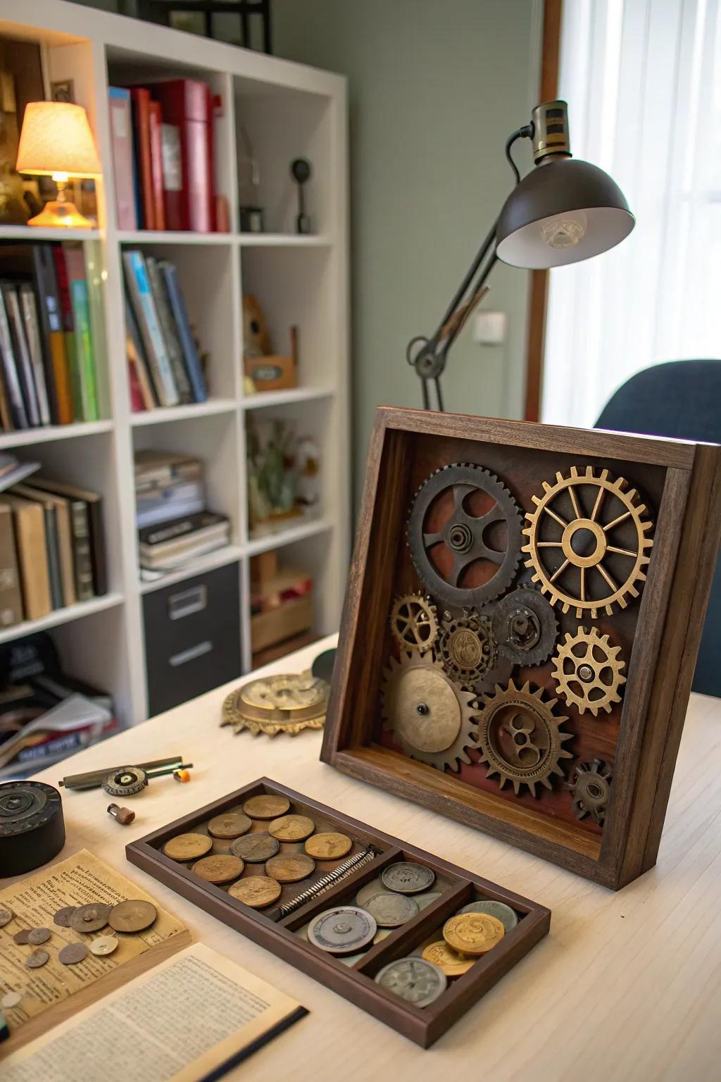 Explore the fantastical using a steampunk shadow box.