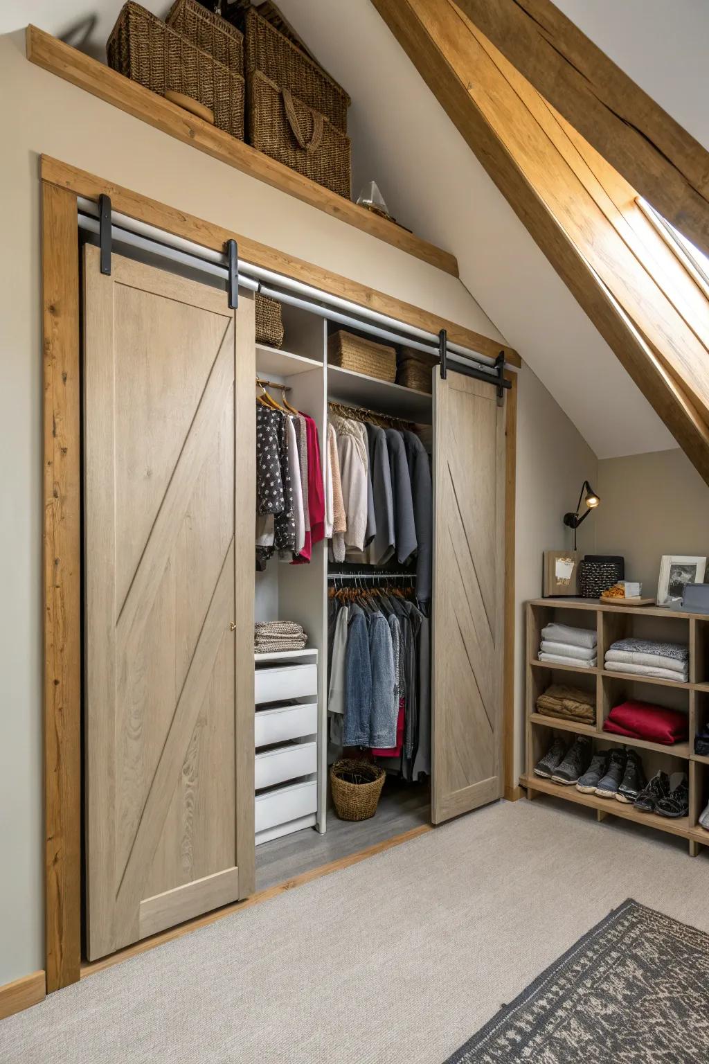 Sliding doors offer a chic answer to maximizing space.